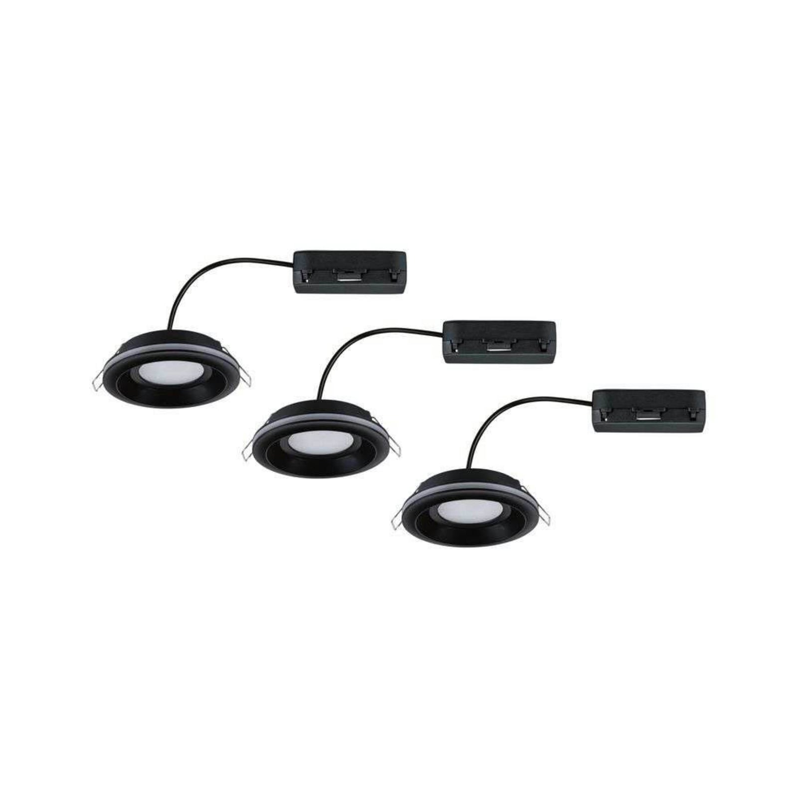 Paulmann LED inbouwlamp Sormus zwart, Ø 10 cm, IP65, set van 3