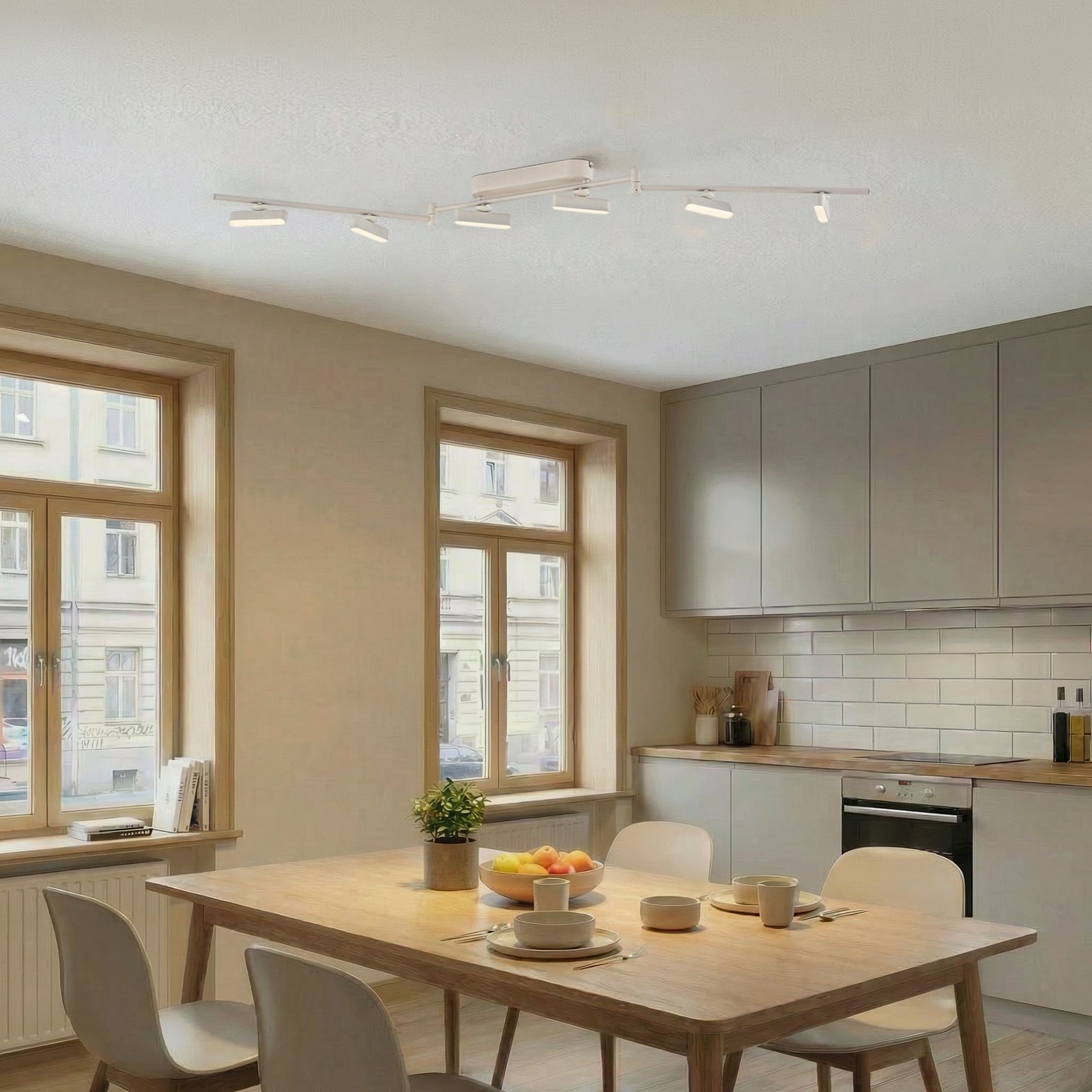 Spot LED Eldrin de Lindby, blanc, à 6 lampes, réglette lumineuse