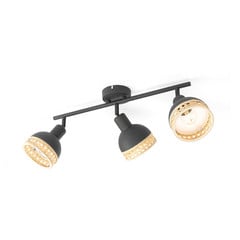 Lindby Lonnaris spot, rotin, 3 lampes, allongé