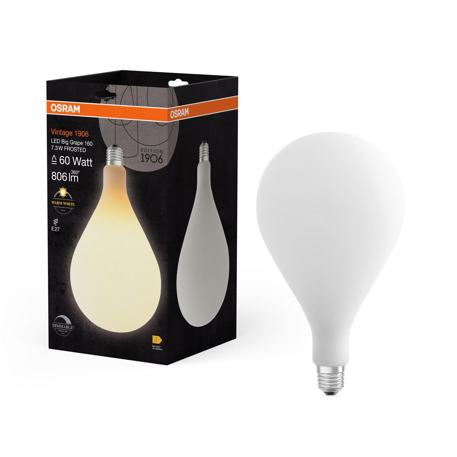 OSRAM LED Vintage 1906 Big Grape E27 7,3W 2700K matt fényerőszabályozható