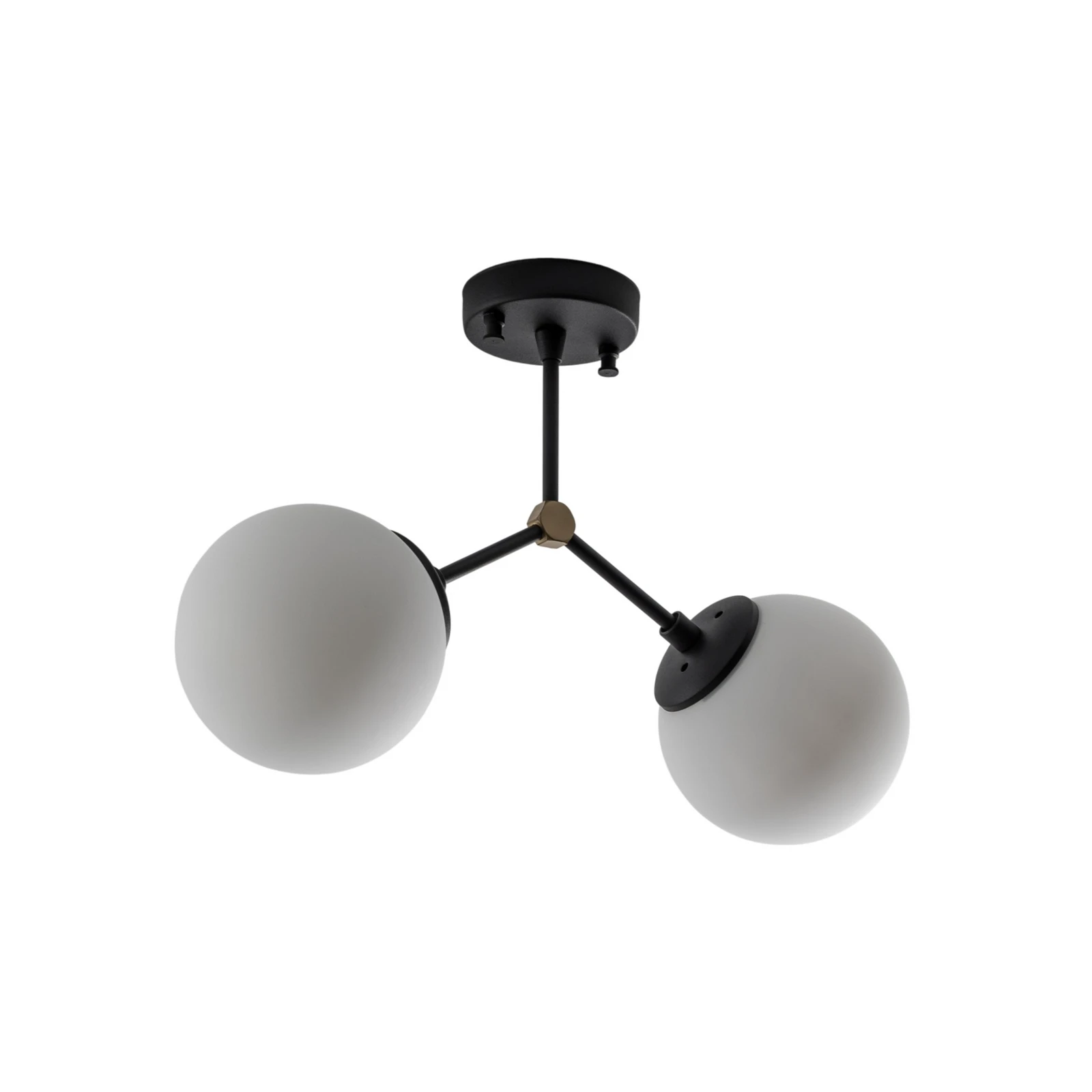 Damar ceiling light, black, glass, 2-bulb, length 44 cm