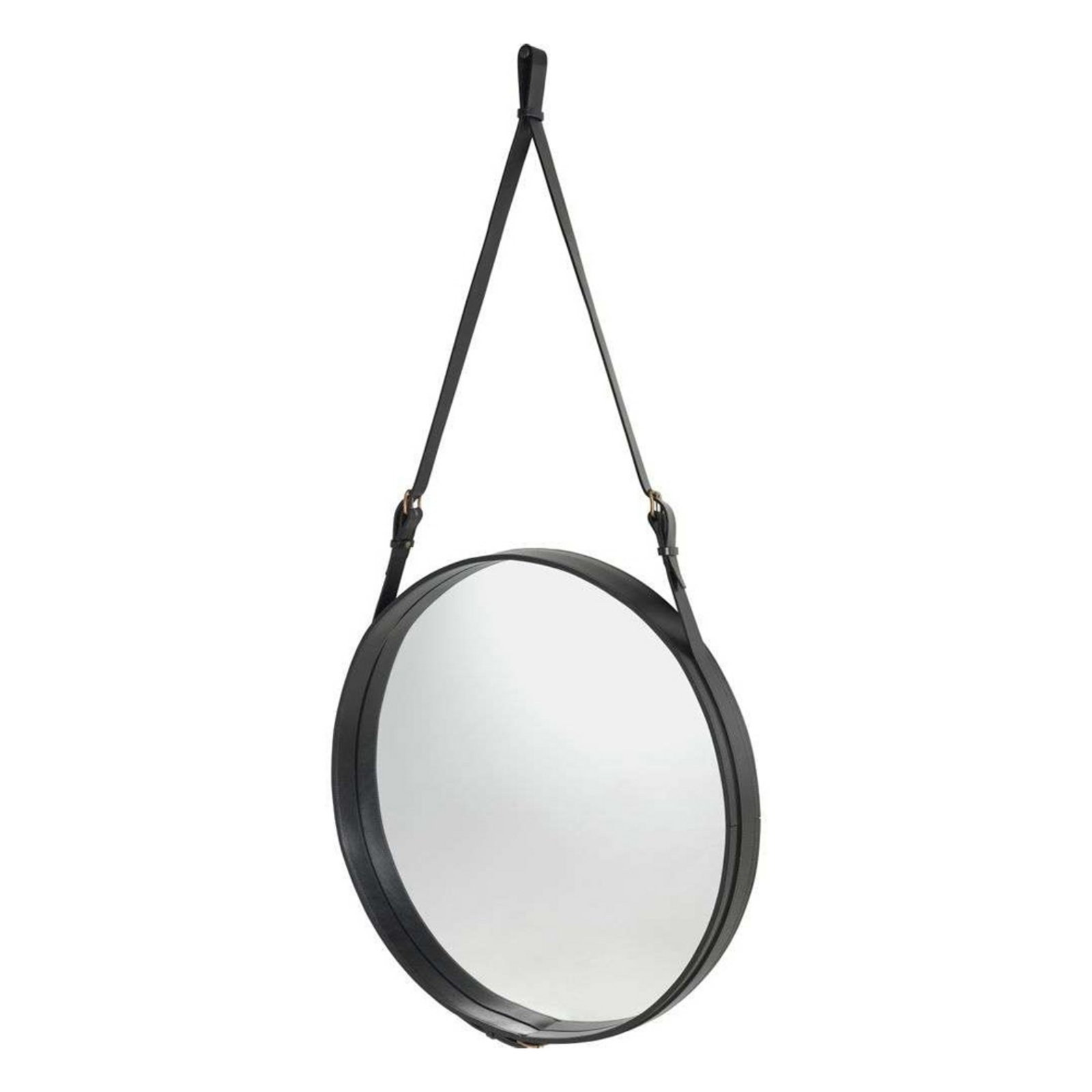 Adnet Wall Mirror Circular Ø70 Black Leather - GUBI