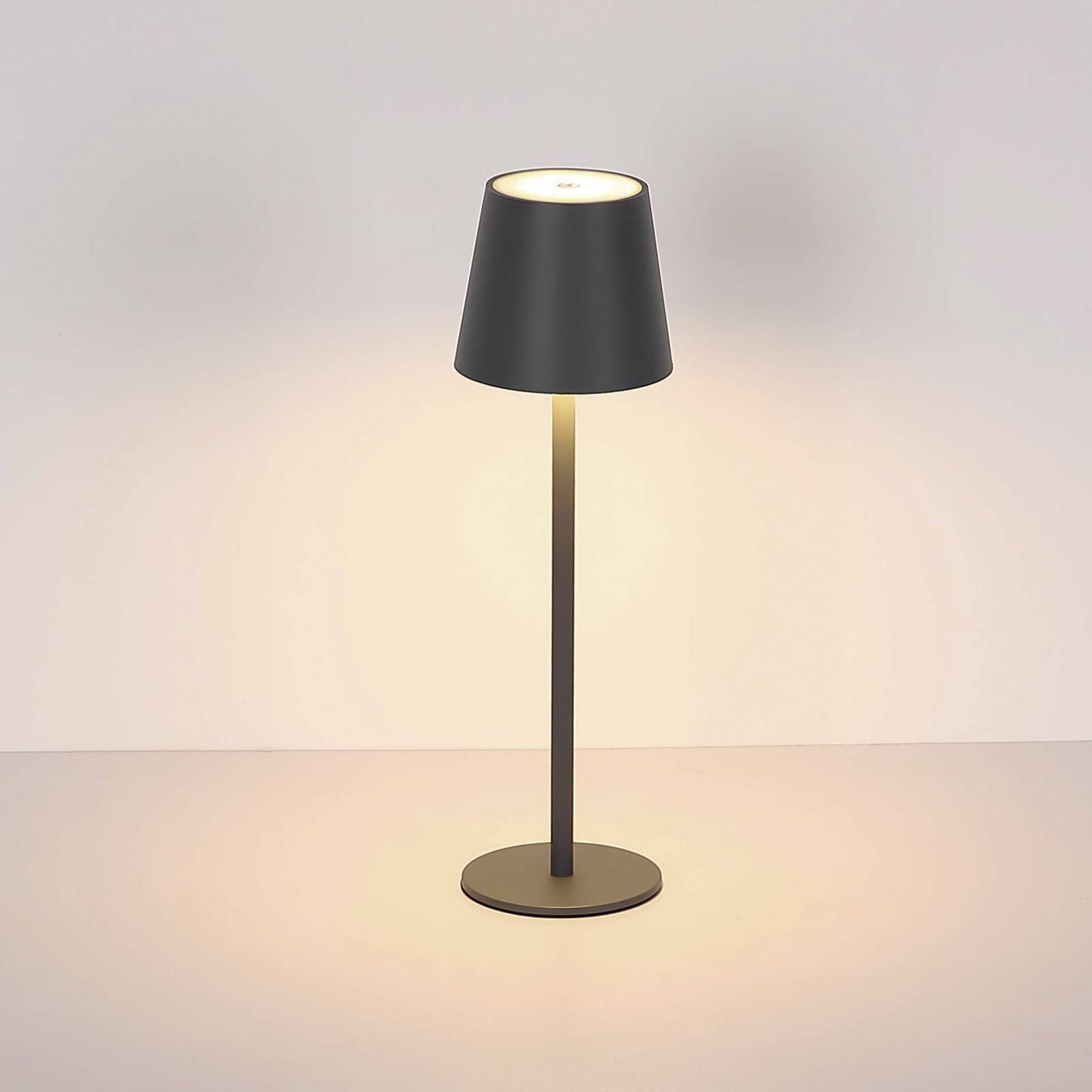 Globo Lampe de table LED à accu Vannie, noir, hauteur 36 cm, CCT