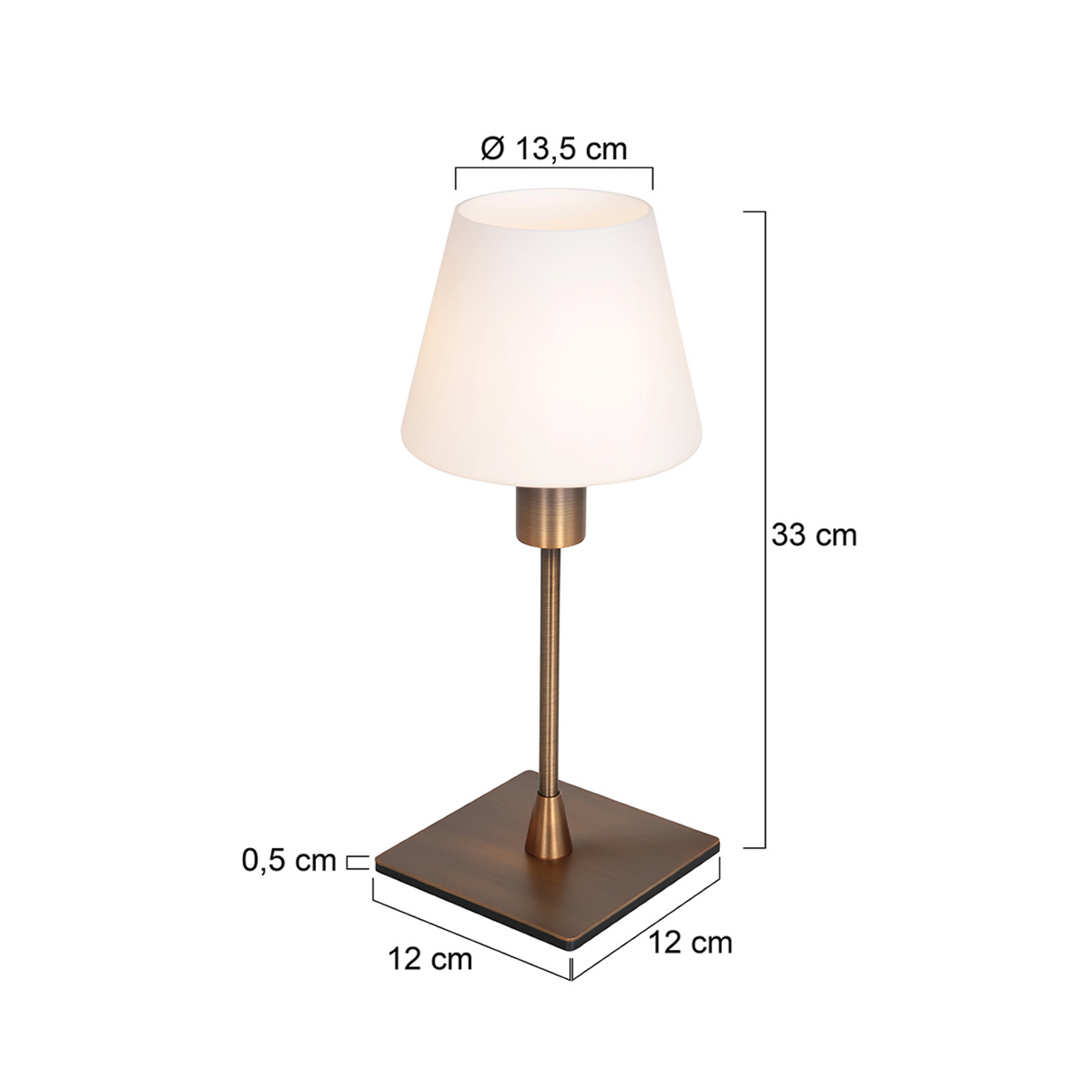 Galda lampa „Ancilla“, bronzas krāsā, augstums 33 cm, metāls, stikls, E14