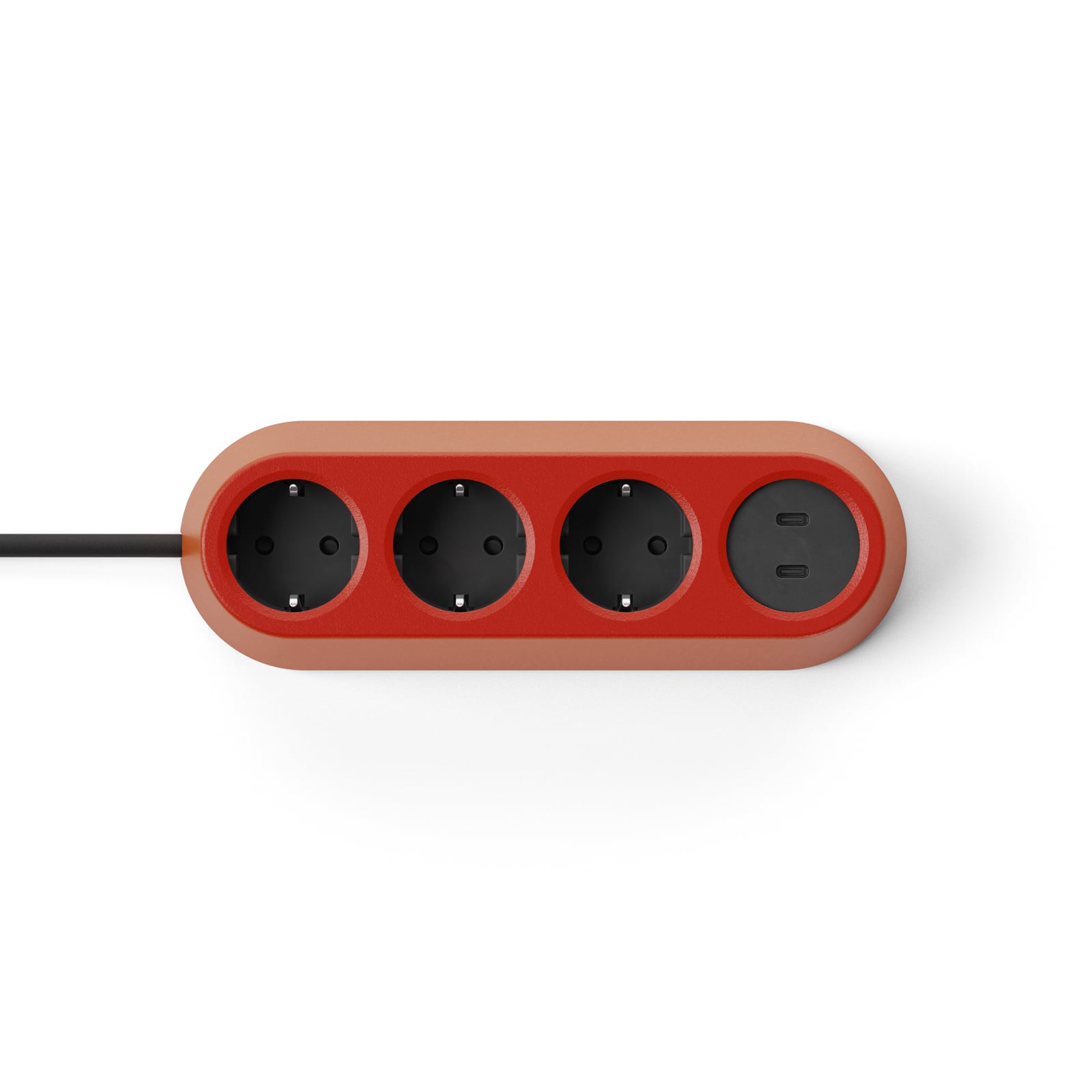 Prise NOMAD BLOCK rouge clair 3xType F, USB - Forming Function Prise NOMAD BLOCK rouge clair 3xType F, USB - Forming Function