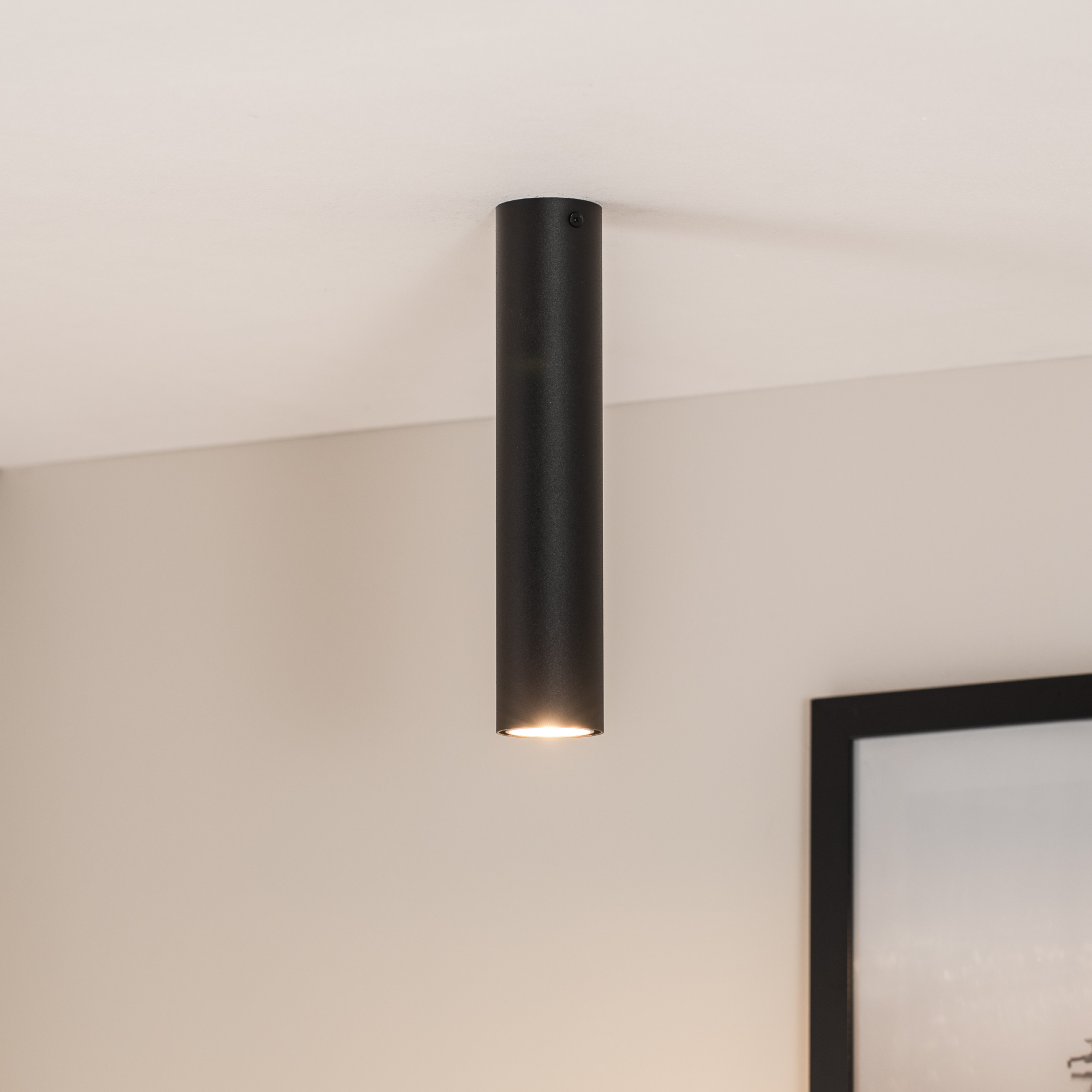 Lubų šviestuvas Tecno 1M, plienas, GU10, aukštis 30 cm, juodas