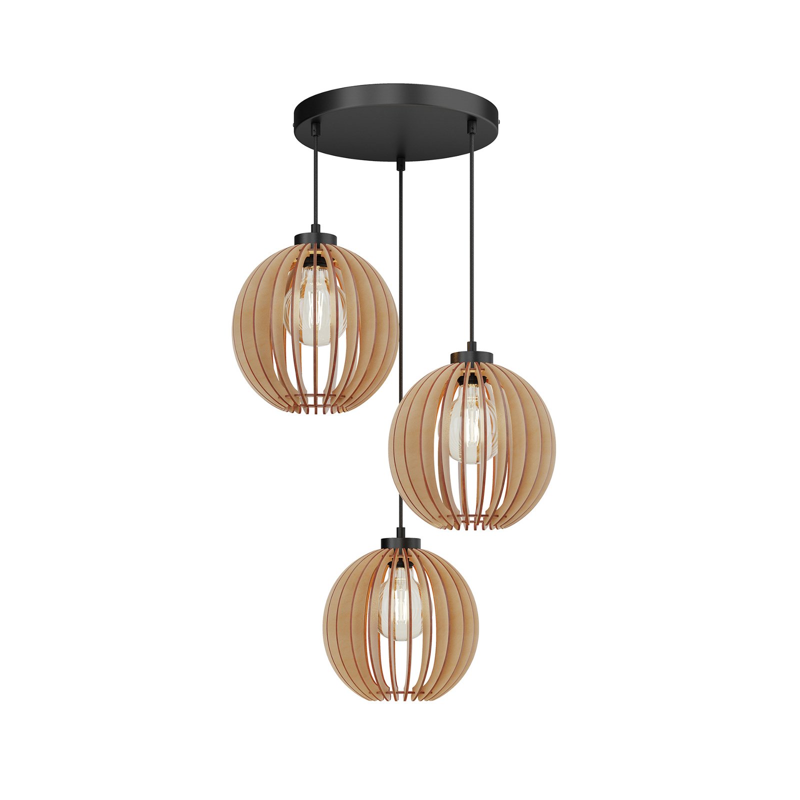 Envostar Clay hanging light birch plywood 3-bulb round