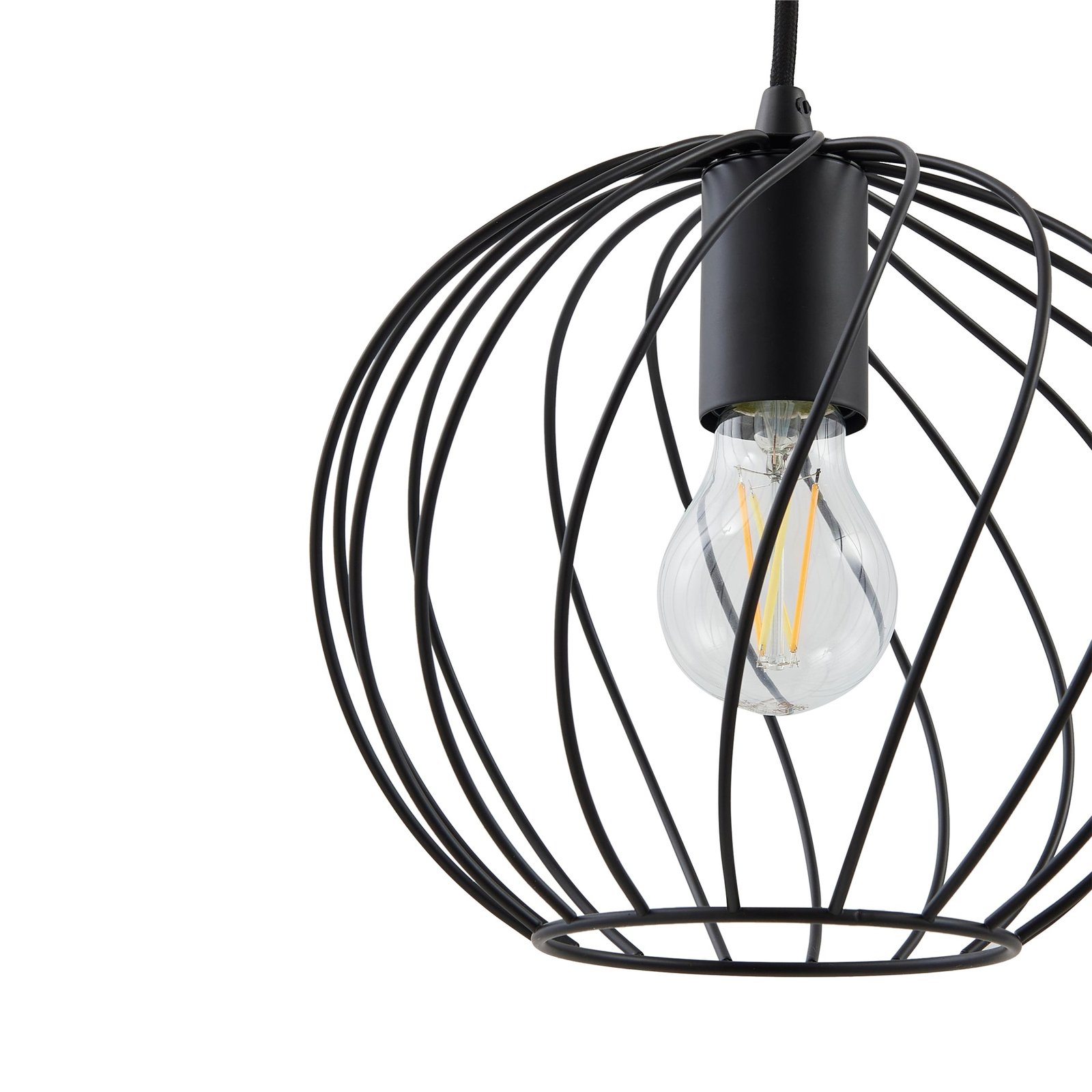 Lindby pendant light Danika, round, Ø 50 cm, black, metal