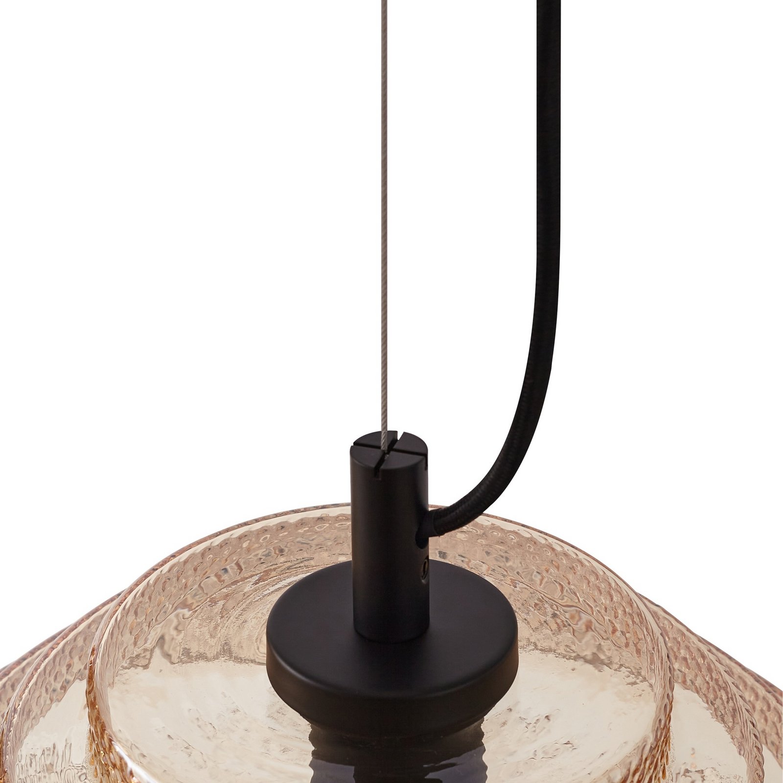 Lindby Pendelleuchte Orliana, Ø 35 cm, amber, Glas
