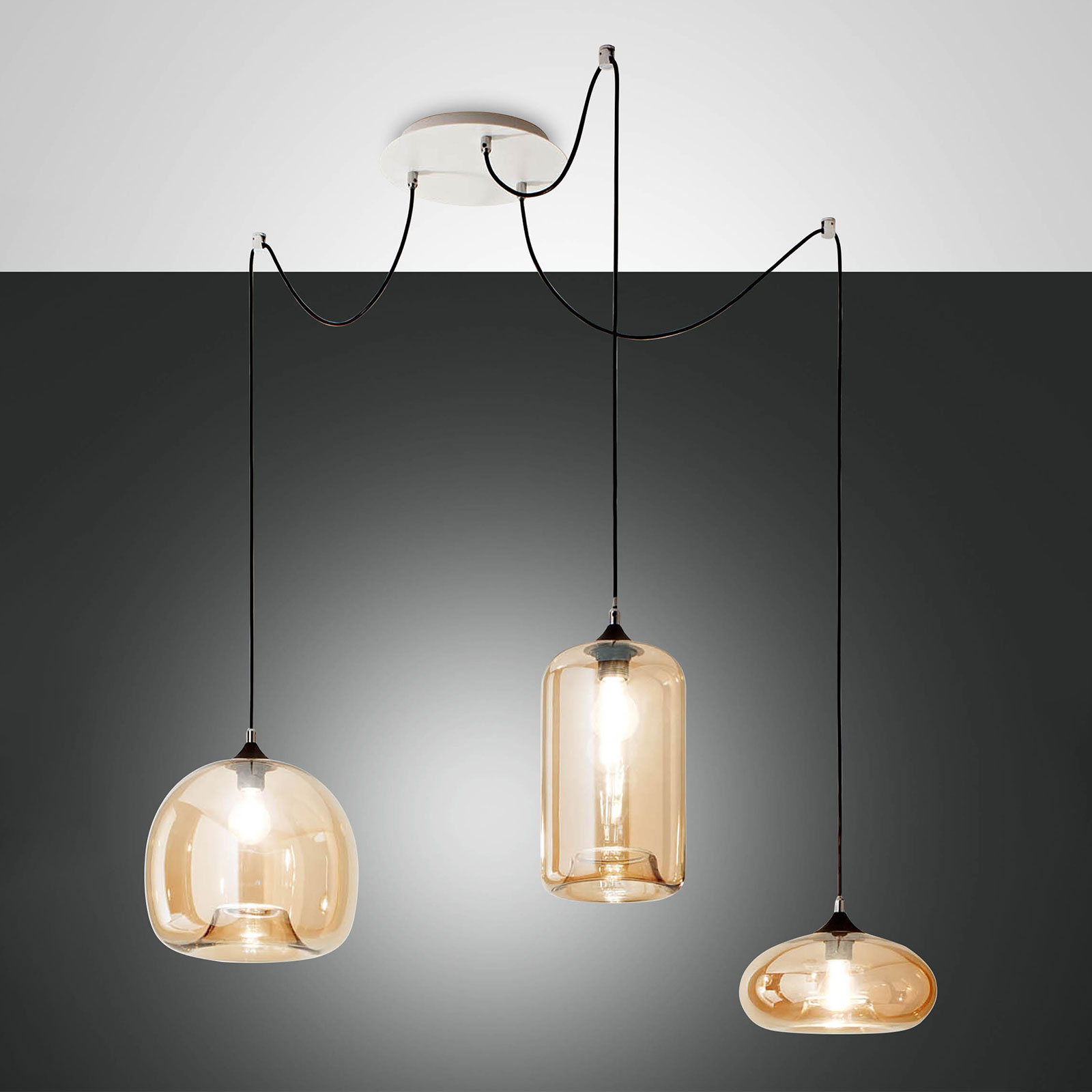 Pendelleuchte Fiona, 3-flammig, Glas