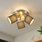 Lindby Darima plafondspot, 3-lamps, grijs