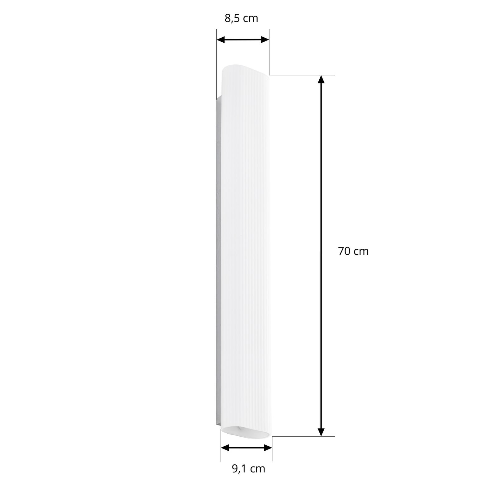 Victoire kylpyhuoneen LED-seinälamppu, 70 cm, valkoinen/kromi, CCT, lasi –