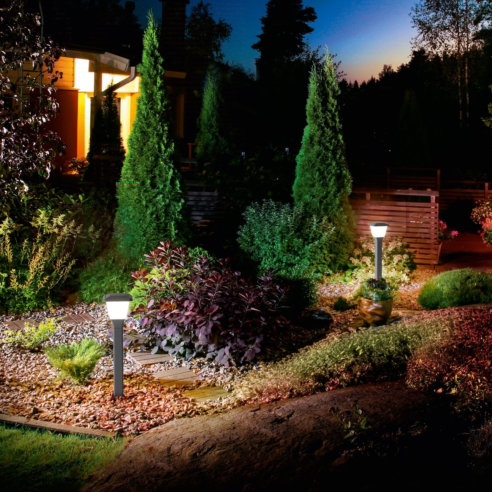 Lena path light, 60 cm, dark grey, metal, E27, IP65