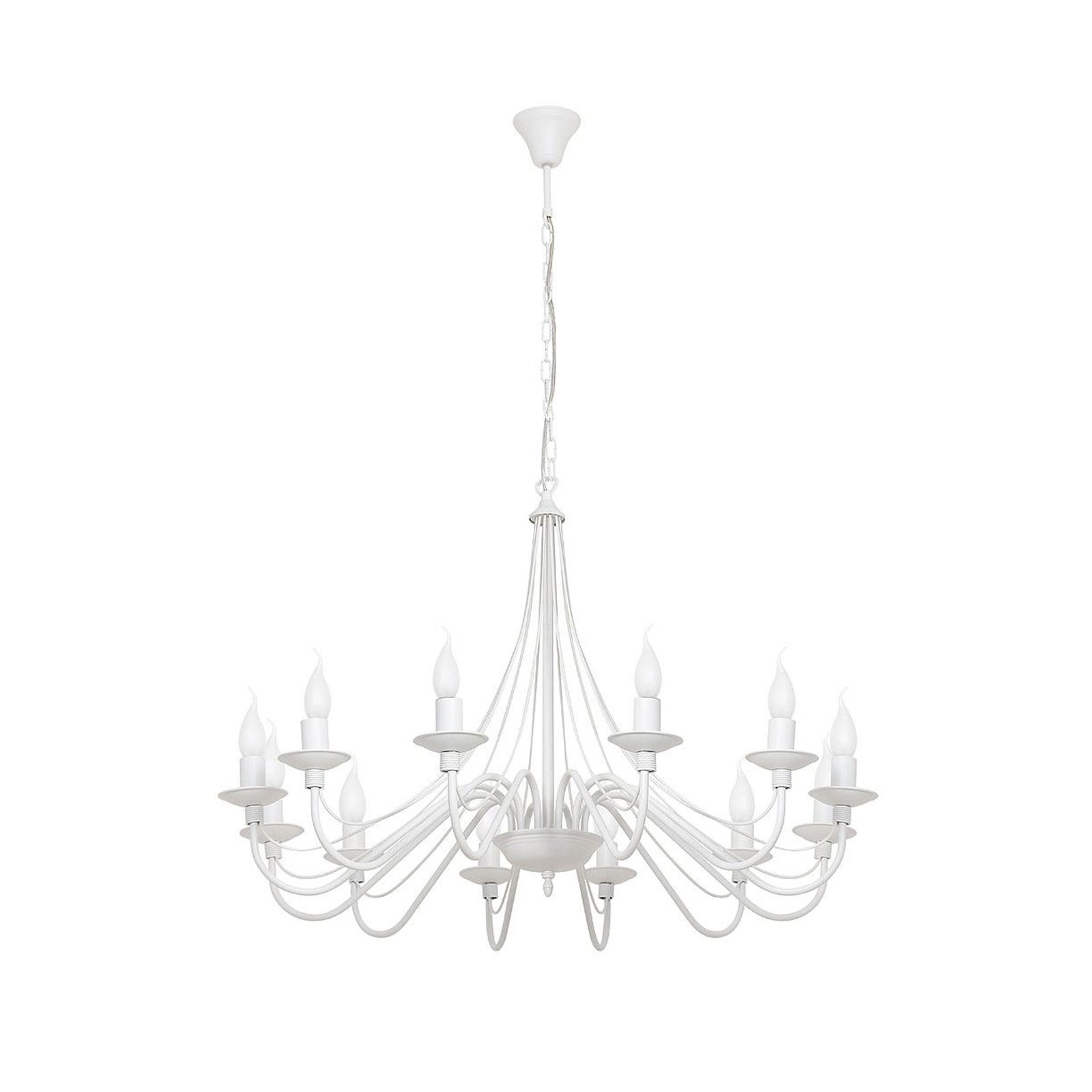 Kroonluchter Rosa, wit, 12-lamps, metaal