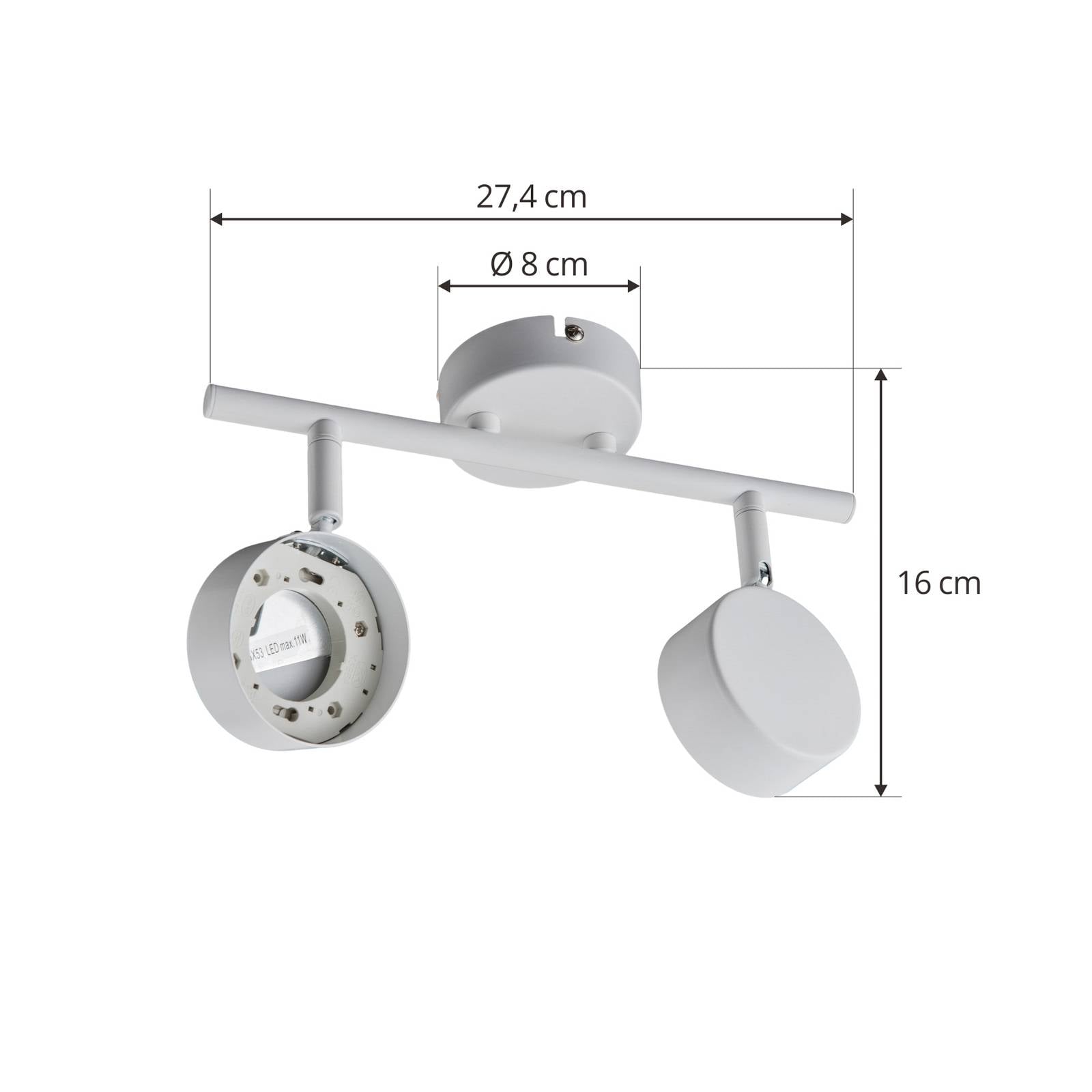 Lampa sufitowa Lindby Jyla, 2-punktowa, biała matowa