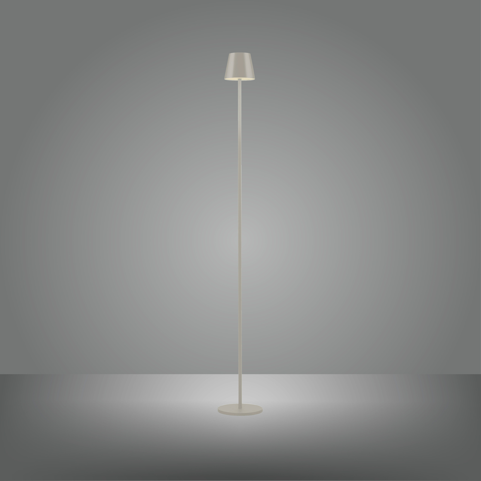 JUST LIGHT. Euria LED-gulvlampe, gråbeige, jern IP54