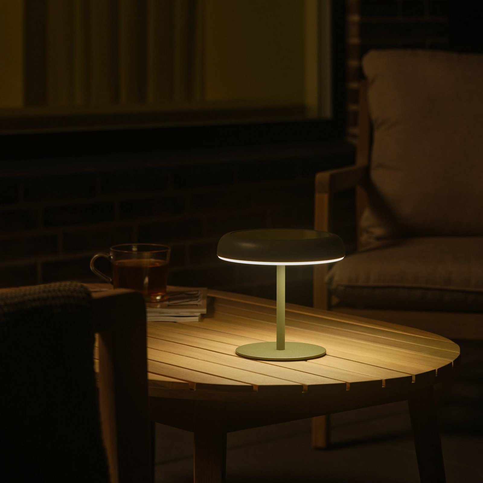 LED solar battery table lamp Elmer, green, metal, IP44