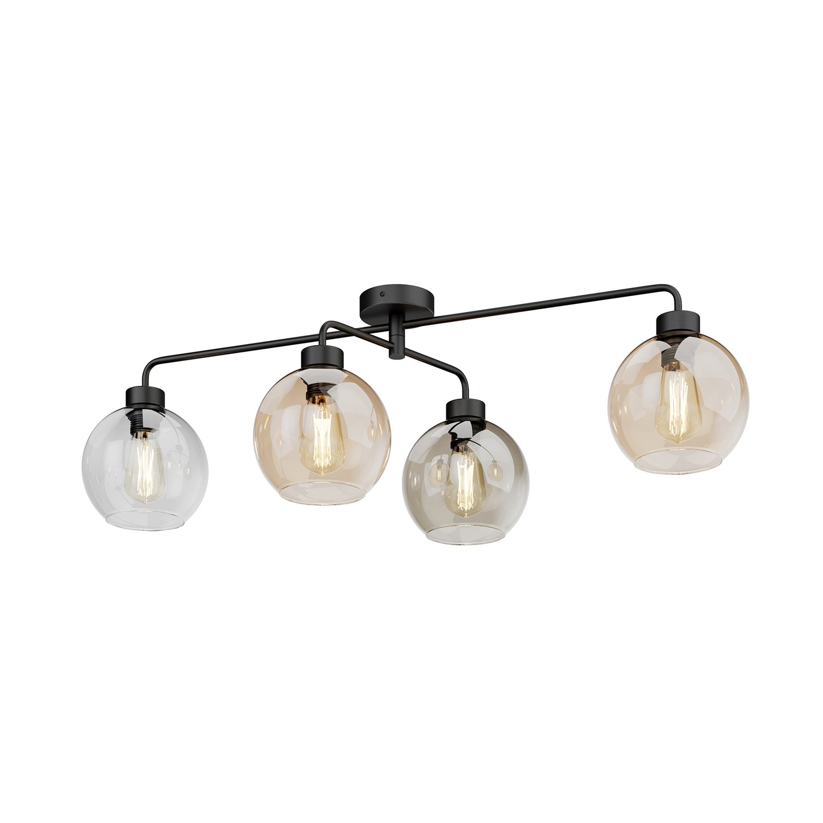 Plafondlamp Cubus 4-lamps helder/amber/grijs