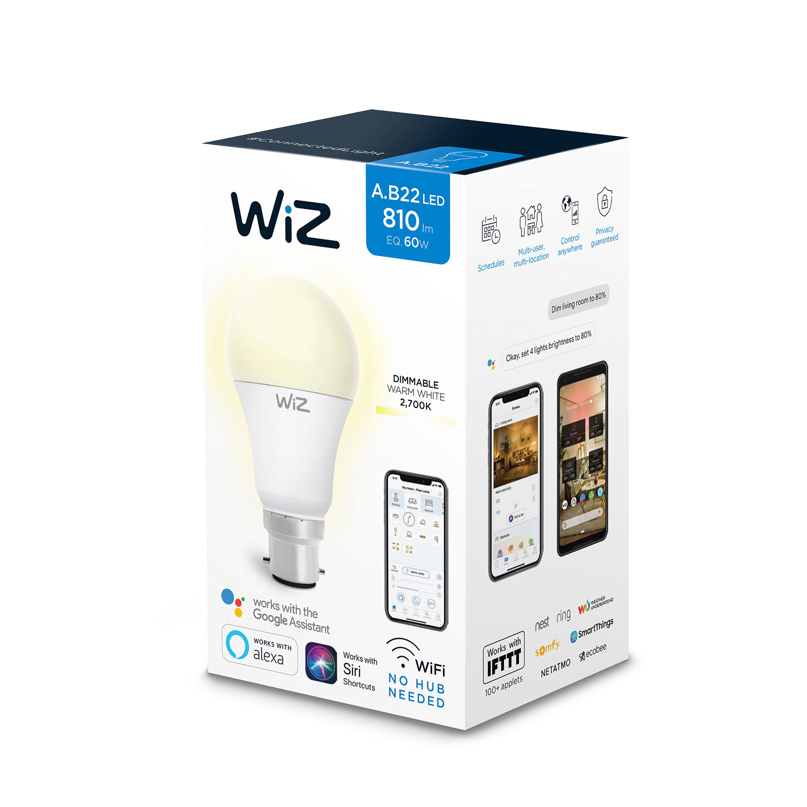 WiZ B22 LEDLampe Birne A60 matt 9W 2.7006.500K Lampenwelt.at