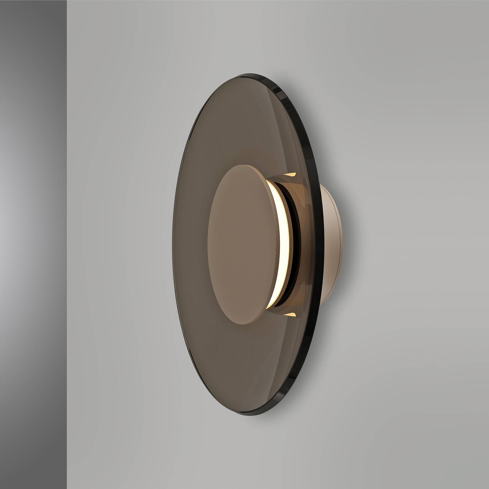 PURE LED-Wandleuchte Moon, bronze, Ø 32 cm, Glas/Aluminium günstig online kaufen