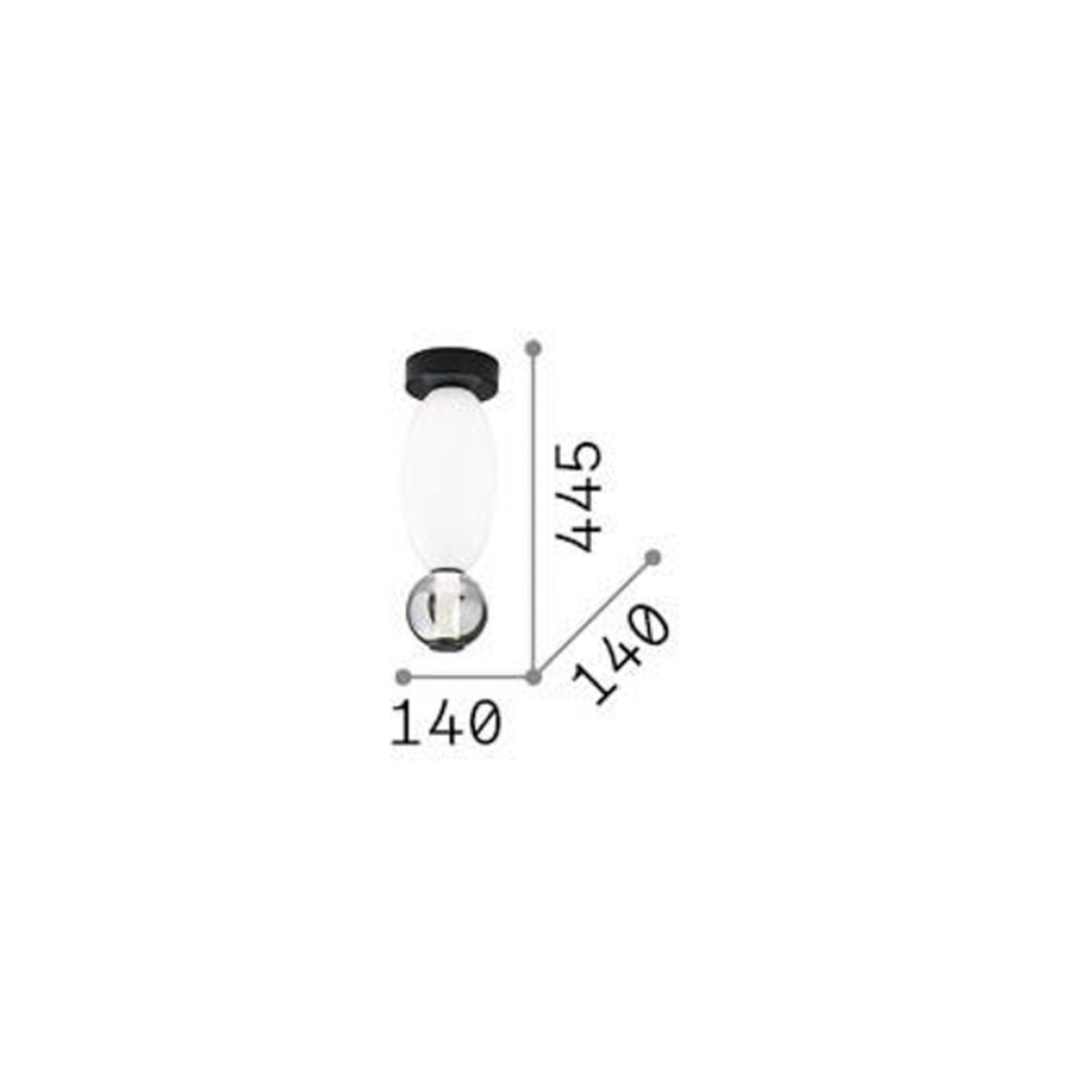 Ideal Lux Plafonnier LED Lumiere-1, verre opalin/gris, noir