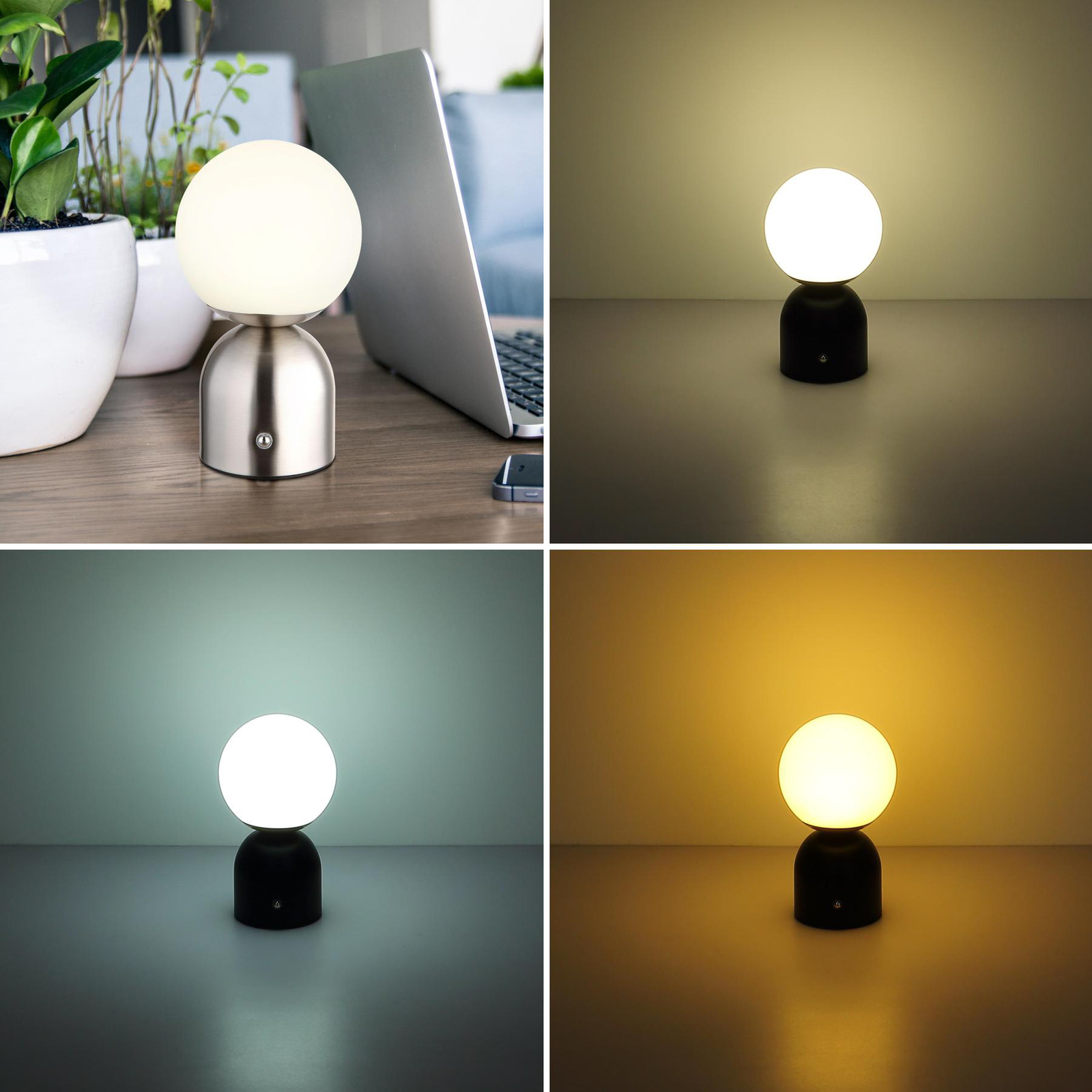 Julsy LED újratölthető asztali lámpa, nikkel színű, magasság 21 cm, CCT