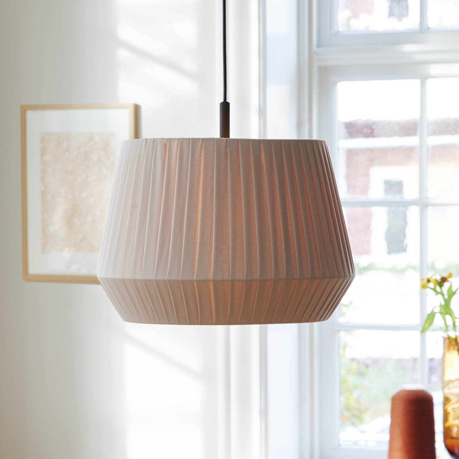 Nordlux Lampă suspendată Dicte legată manual Ø40cm amber - Camera de zi / sufragerie - Scandinavă - chihlimbar negru - Țesătură / Textil