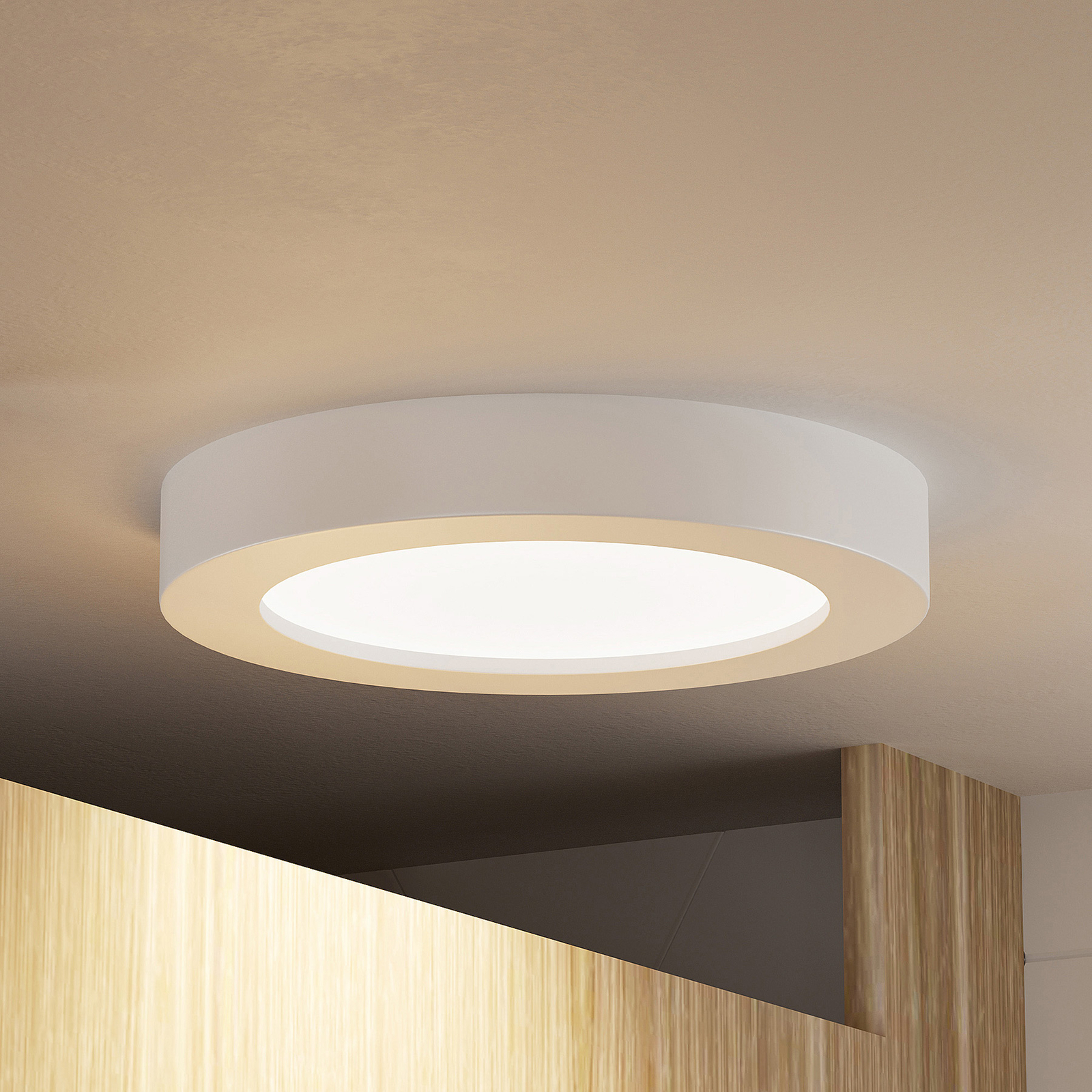 Prios Edwina Plafoniera LED, IP44, CCT, bianco