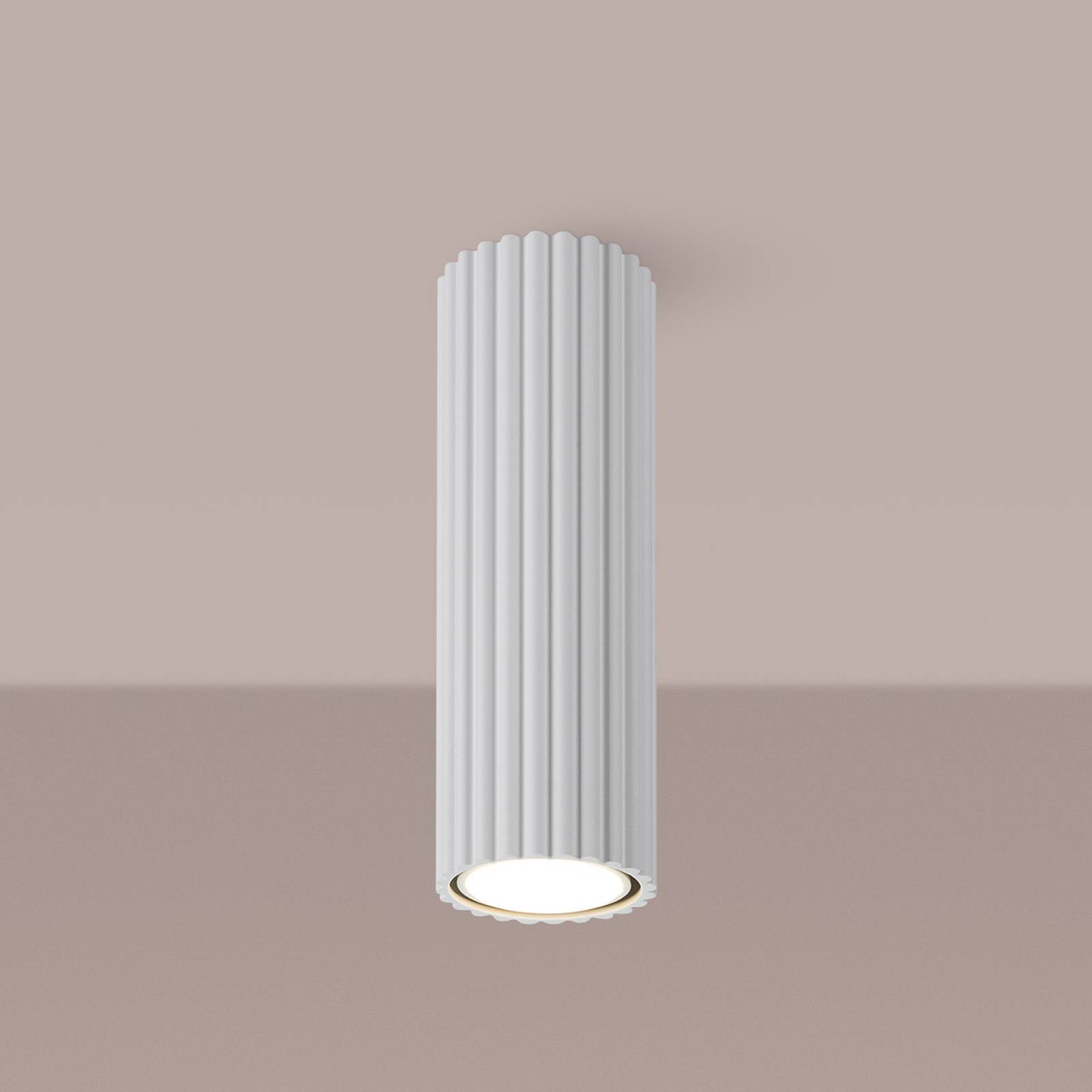 Lampa sufitowa Carbon, biała, wysokość 20 cm, aluminium