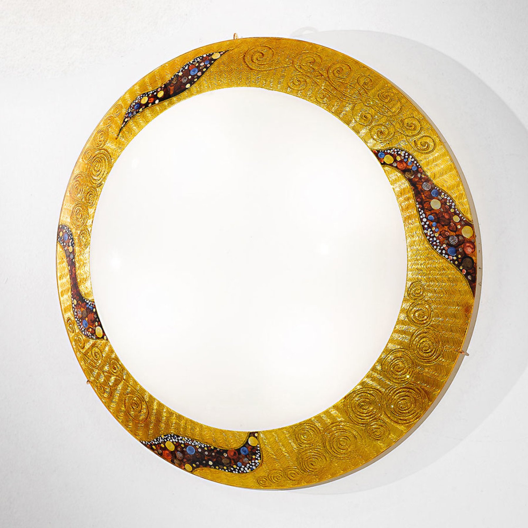 Kolarz KOLARZ Serena Kiss Gold wall light 24 carat Ø 50cm, for Living / Dining Room, glass, 24 carat gold leaf, E27, 60 W, energy efficiency: A++