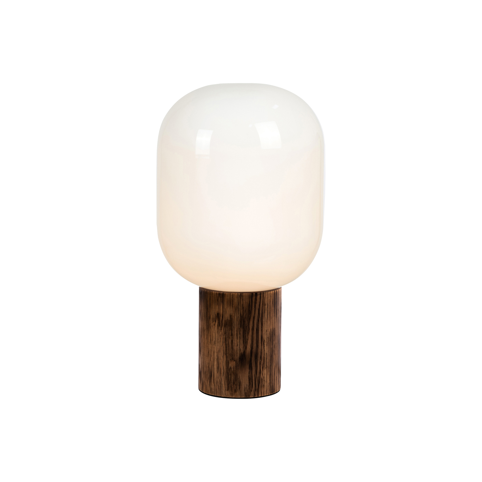Tafellamp Skene met houten voet en glazen kap 44cm