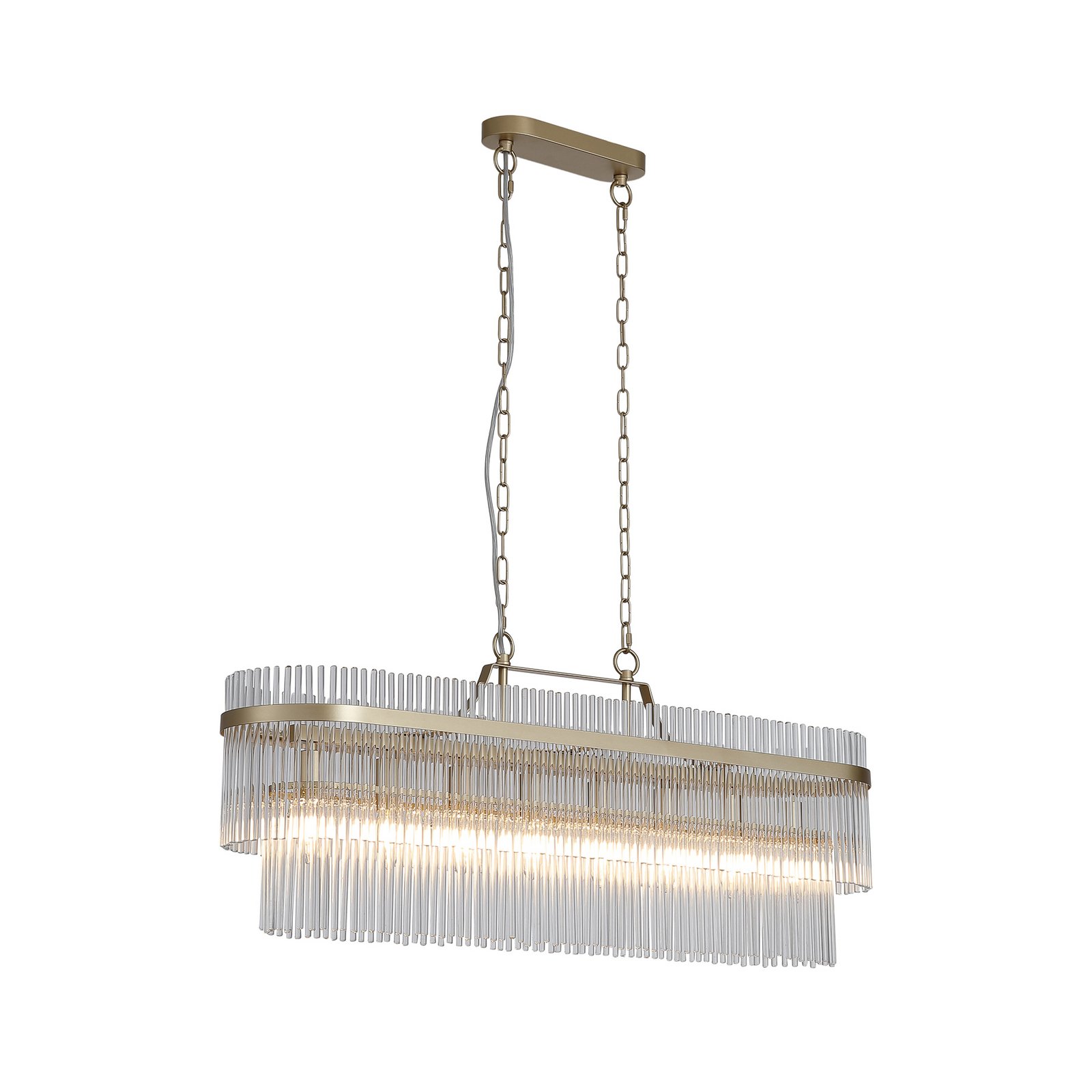 Hängelampe Lara, Länge 98 cm, goldfarben/klar, Glas/Metall