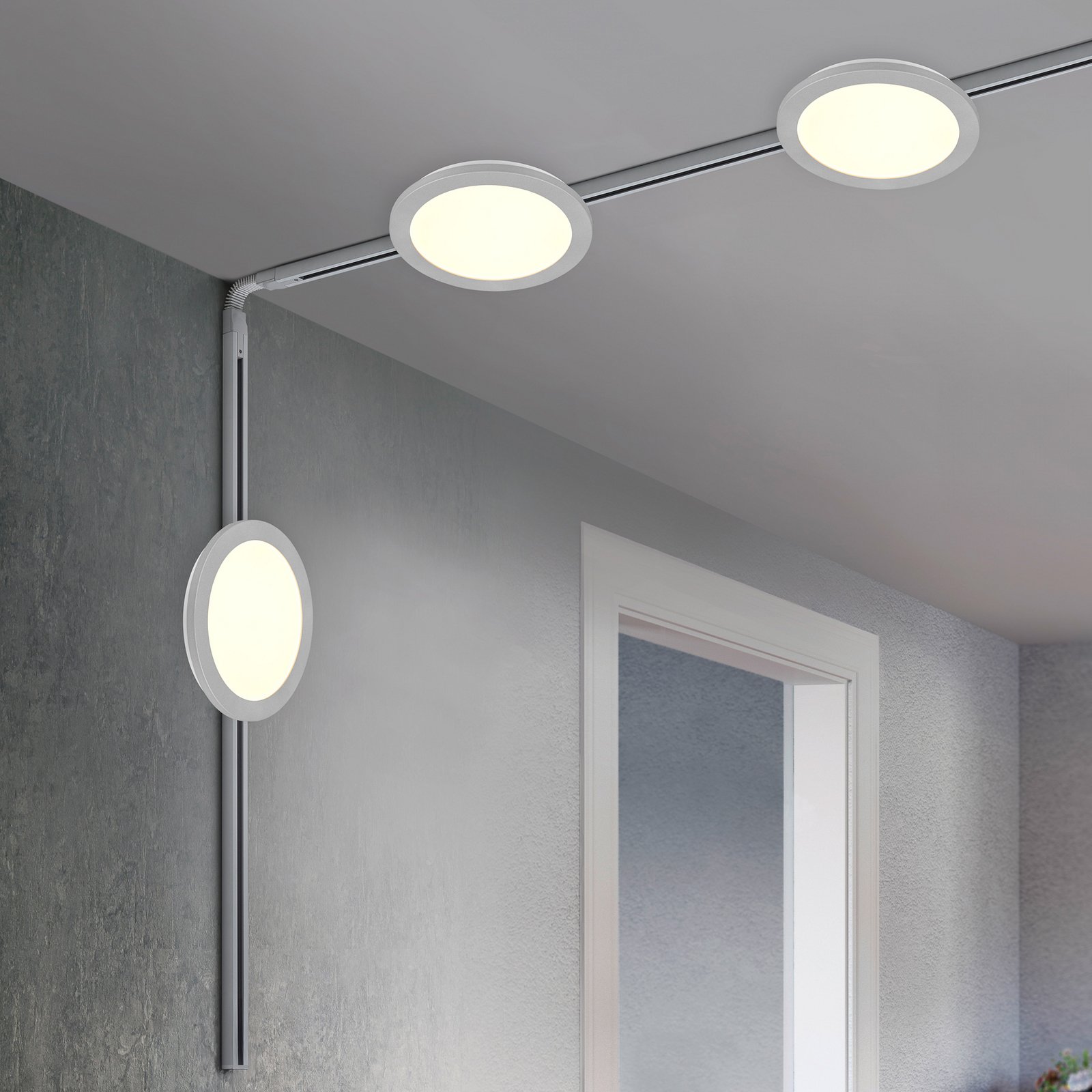 Kit de rails DUOline Camillus, titane, 3 m, à 6 lampes, LED à 2 lampes Kit de rails DUOline Camillus, titane, 3 m, à 6 lampes, LED à 2 lampes