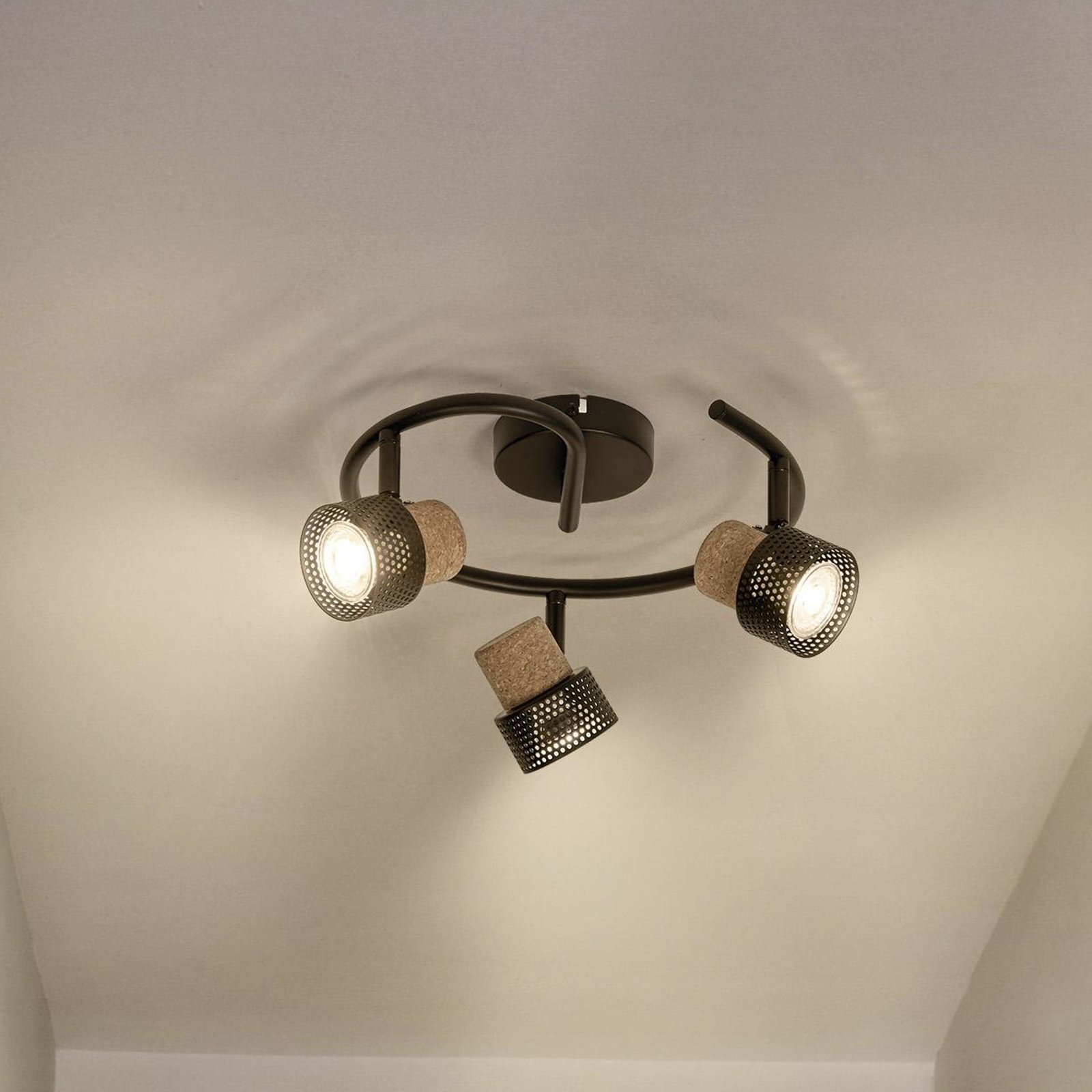 LEDVANCE Refletor de teto LED Cortiça, GU10, 3 luzes, espiral, preto