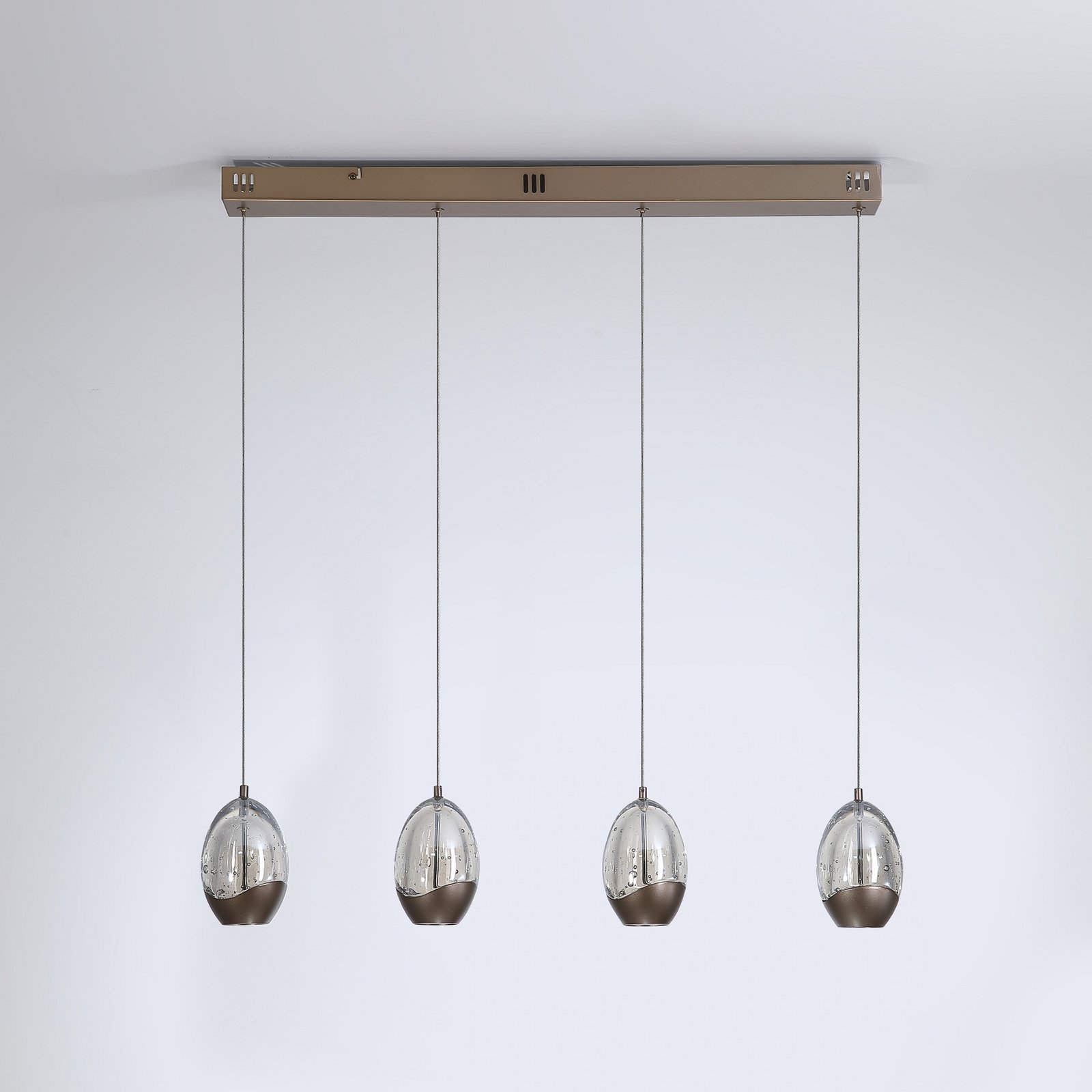 LED-pendellampe Seeds, cremefarvet, længde 75 cm, glas 4 lyskilder