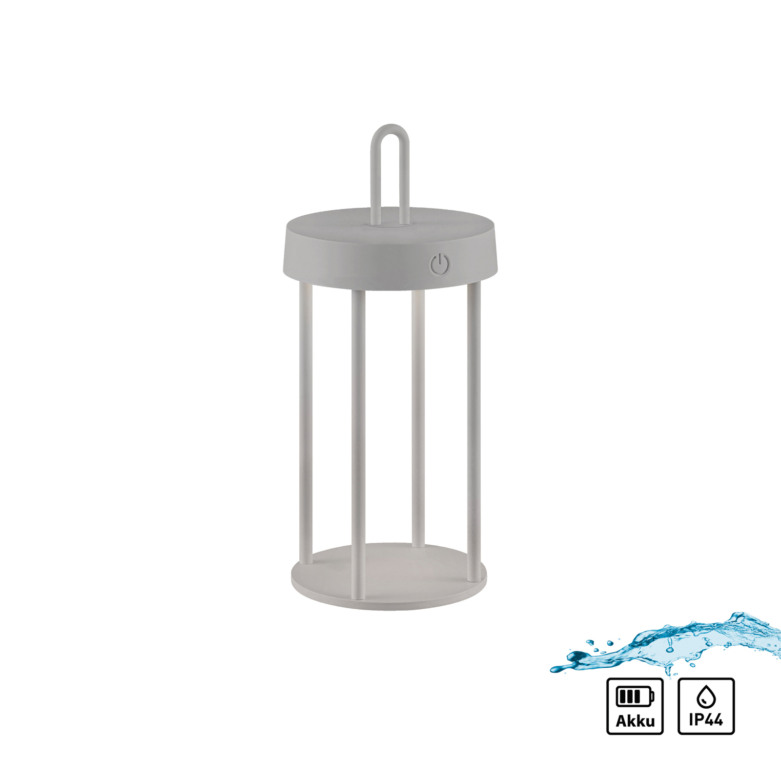 JUST LIGHT. LED table lamp Anselm grey-beige 28cm iron