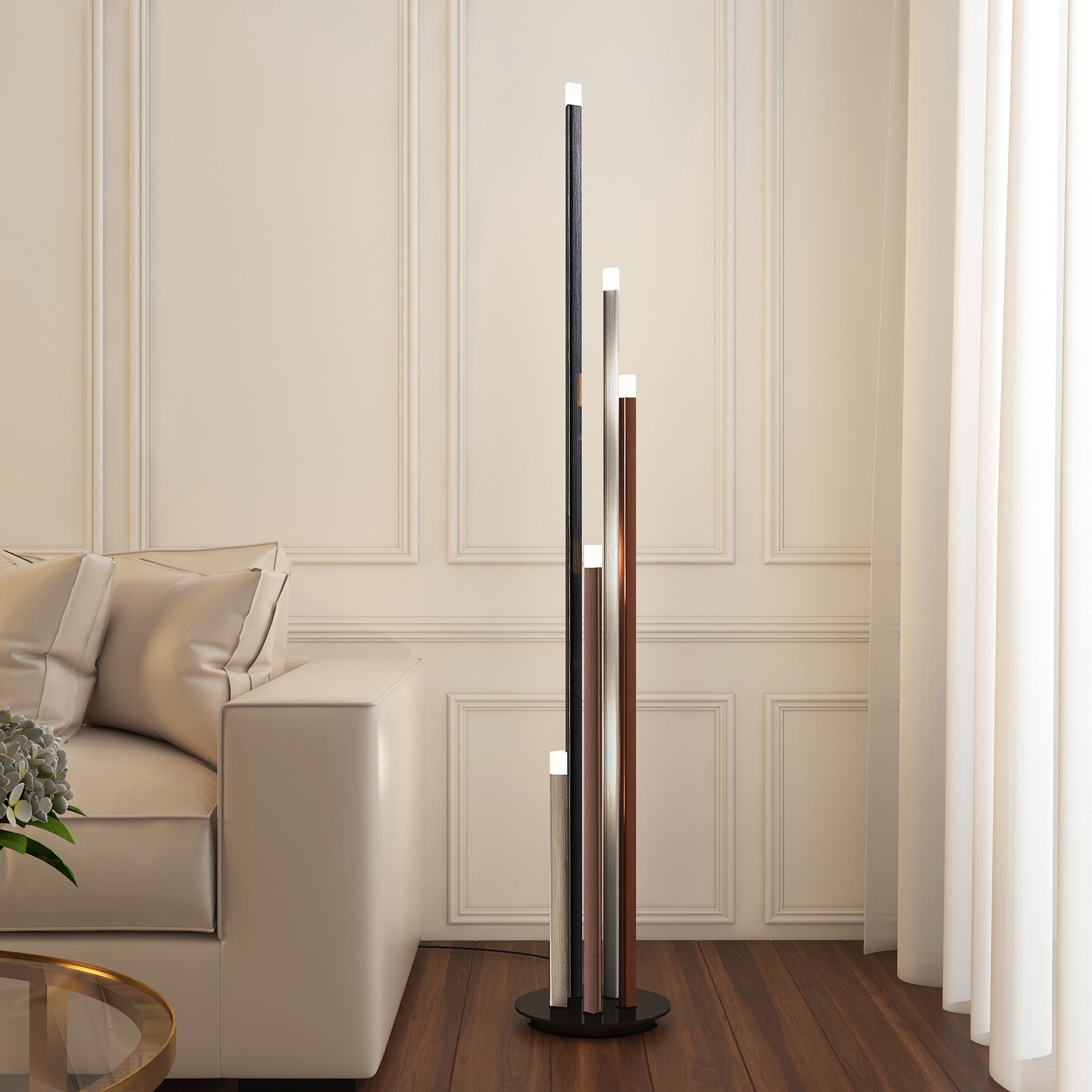 Stoika Állólámpa Black/Alu/Brown - Lucande