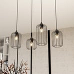 Lampă suspendată Vander, 4 becuri, 70 cm, negru, metal, E27