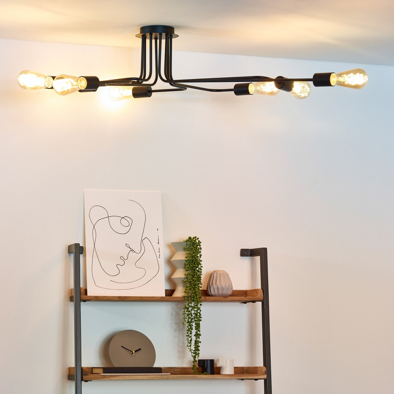 Lucide Plafonieră Lester cu opt lumini negru - Camera de zi / sufragerie - modern - Metal