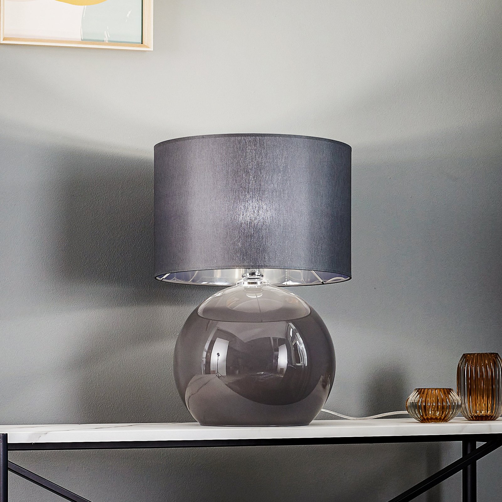 Lampa stołowa Palla, Ø 36 cm, szary/grafitowy