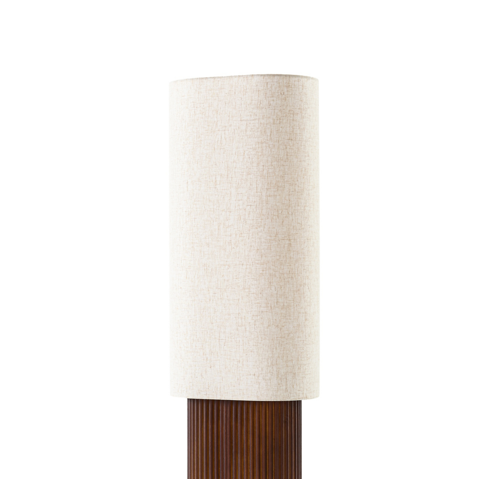Kimiko gulvlampe, valnøddetræ, tekstil, højde 100 cm, E27 – Lindby