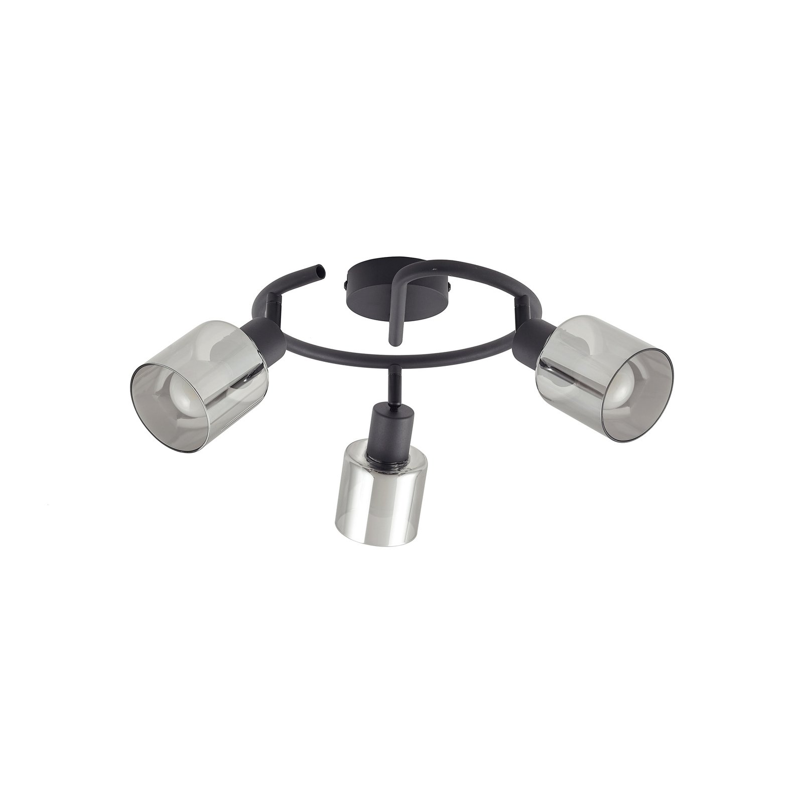 Lindby ceiling light Netty, grey, 3-bulb, glass