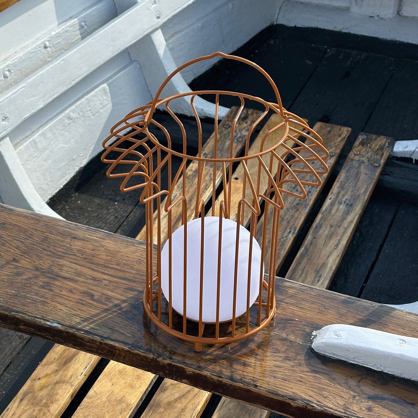 Dyberg Larsen LED table lamp Basket, terracotta, metal