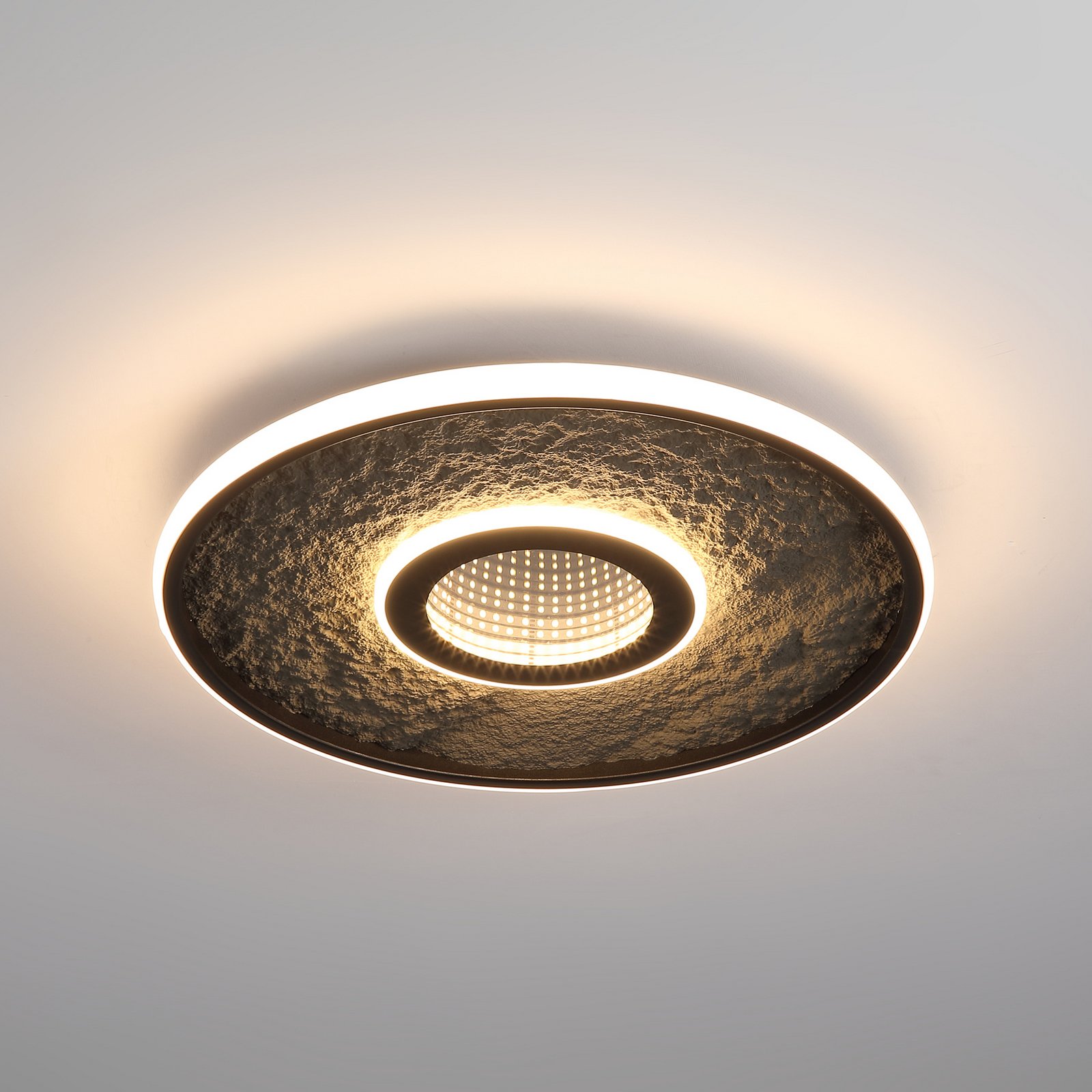Plafón LED Lumadisc, negro, Ø 41 cm, metal/silicona