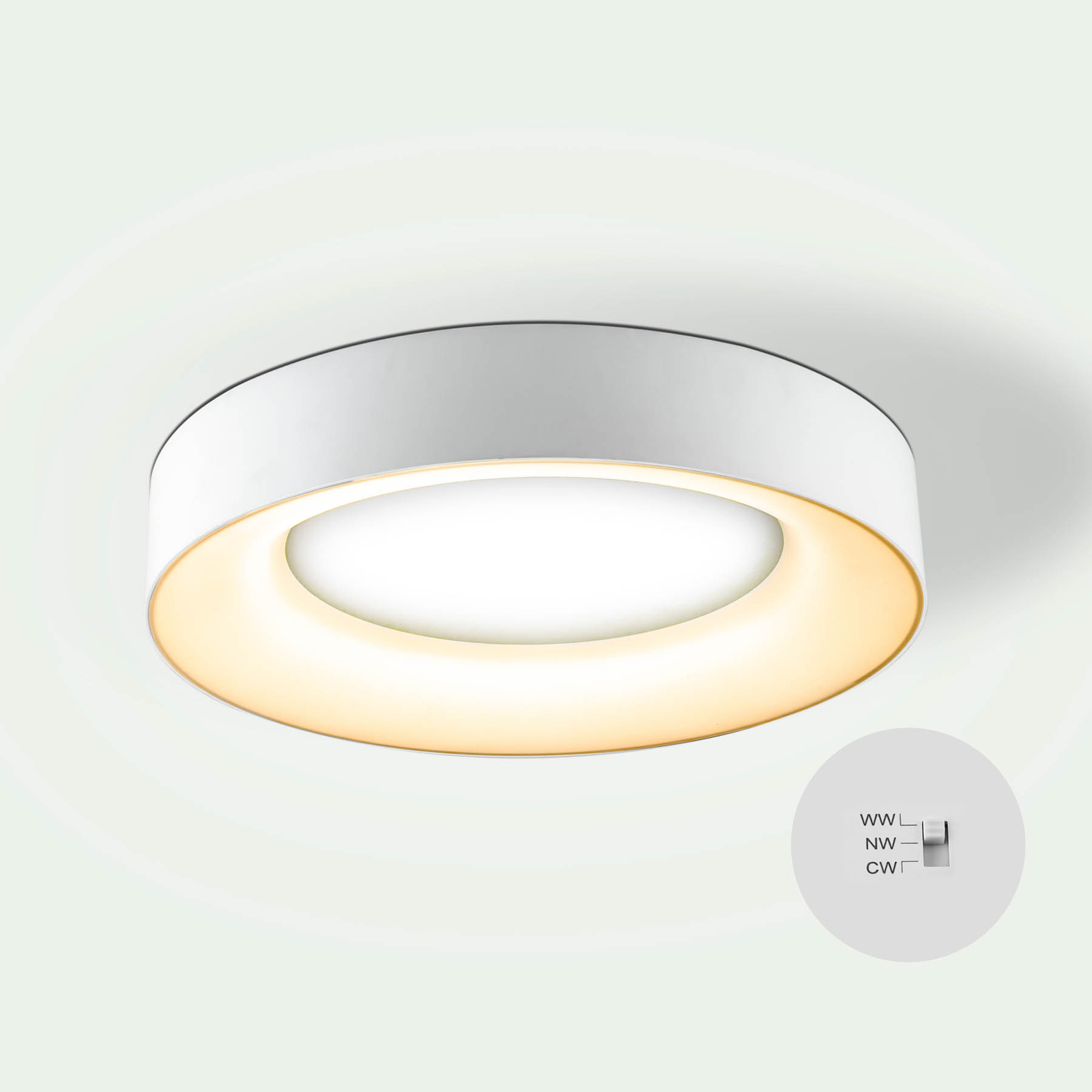 Plafonnier LED Sauro, Ø 40 cm, blanc