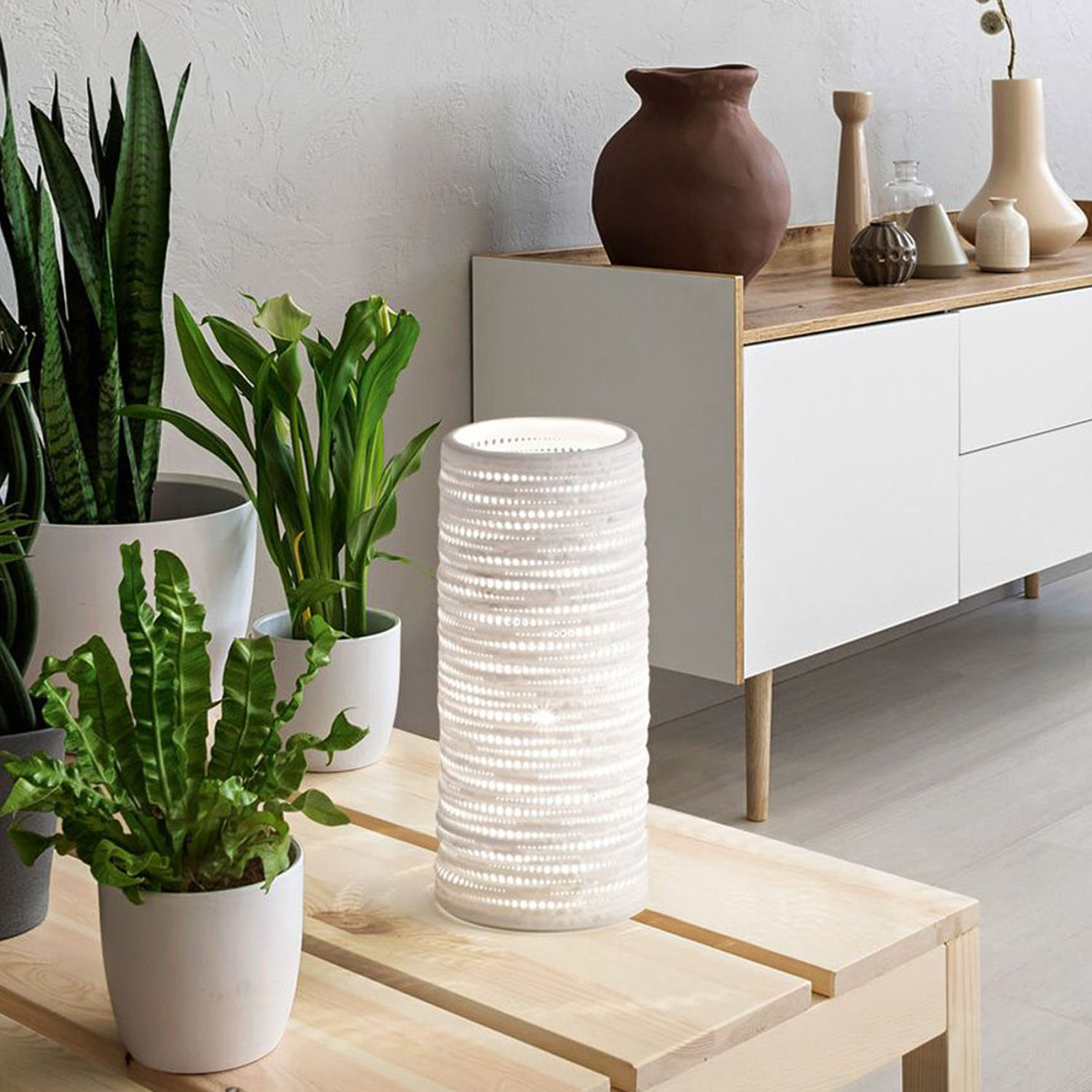 Tischleuchte Marbella aus Keramik, Höhe 25 cm