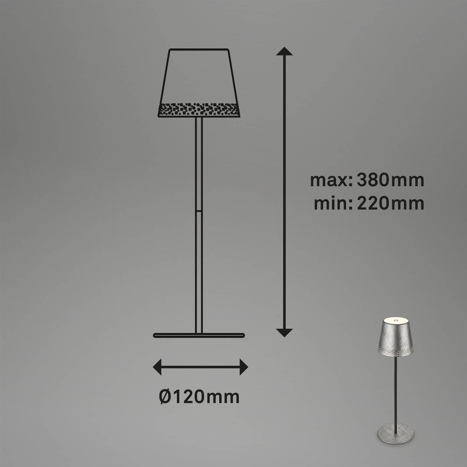 Stolová LED lampa Kiki batéria 3000K strieborná