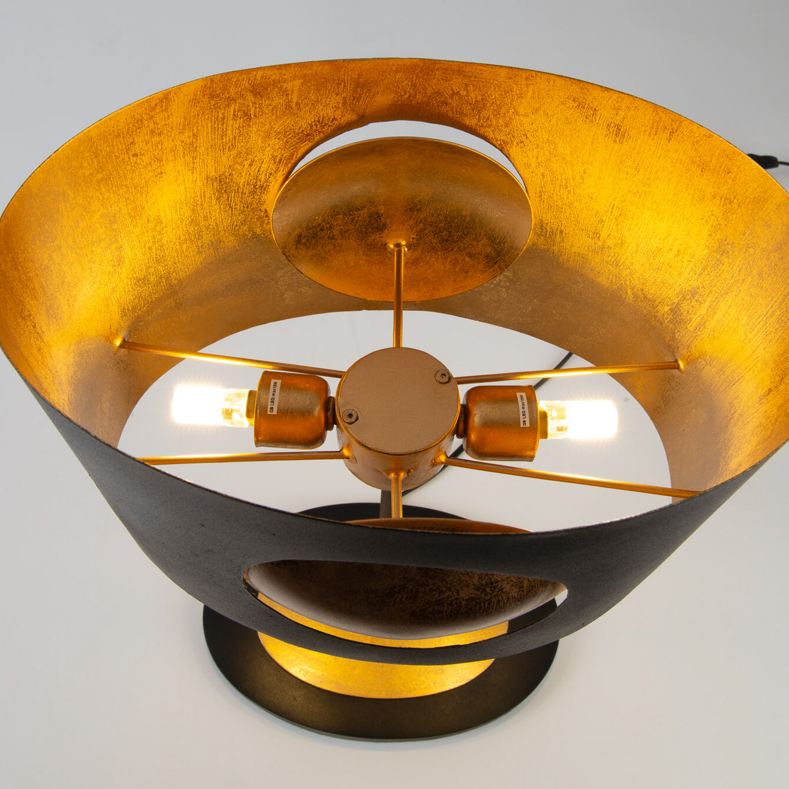 Bordlampe AURORA OVAL, svart, høyde 47 cm, metall, 2x G9