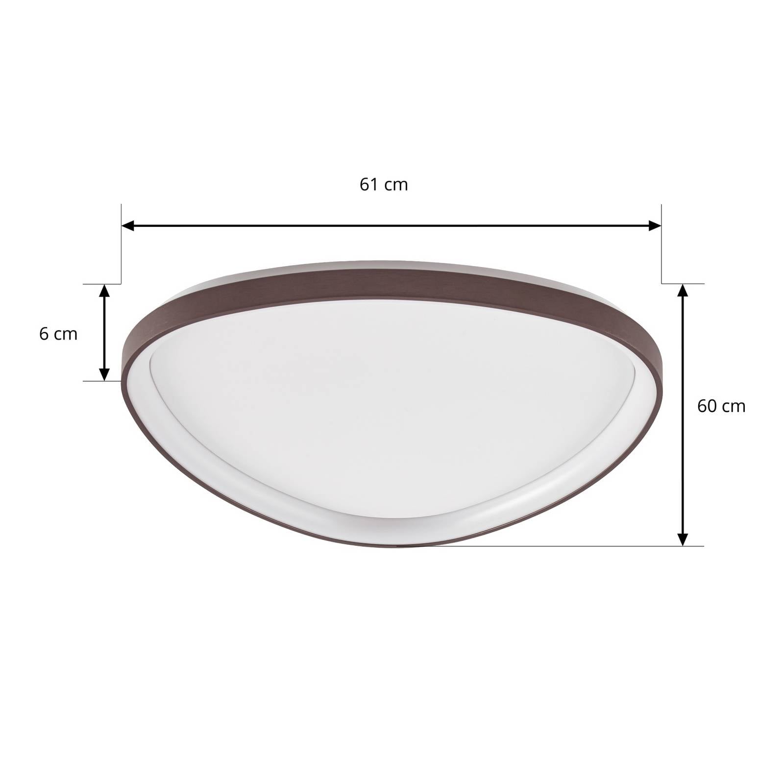Lampa sufitowa LED Lucande Asken, 61 cm, brązowa, CCT, ściemniana