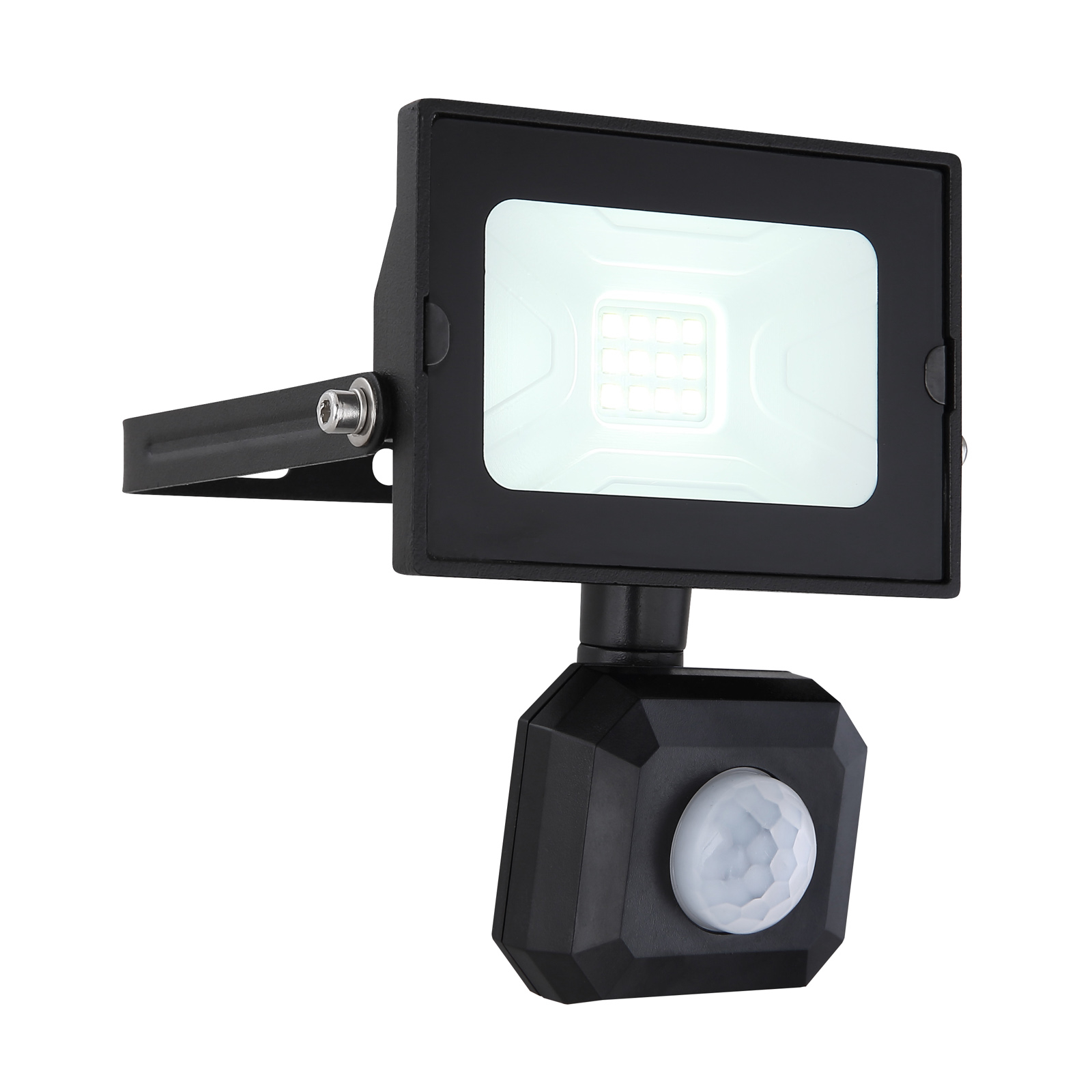 Lindby Aine LED outdoor spot black 12.3 cm sensor, aluminium, glass, 10 W, energy efficiency: A+, W: 9.2 cm, H: 12.3 cm